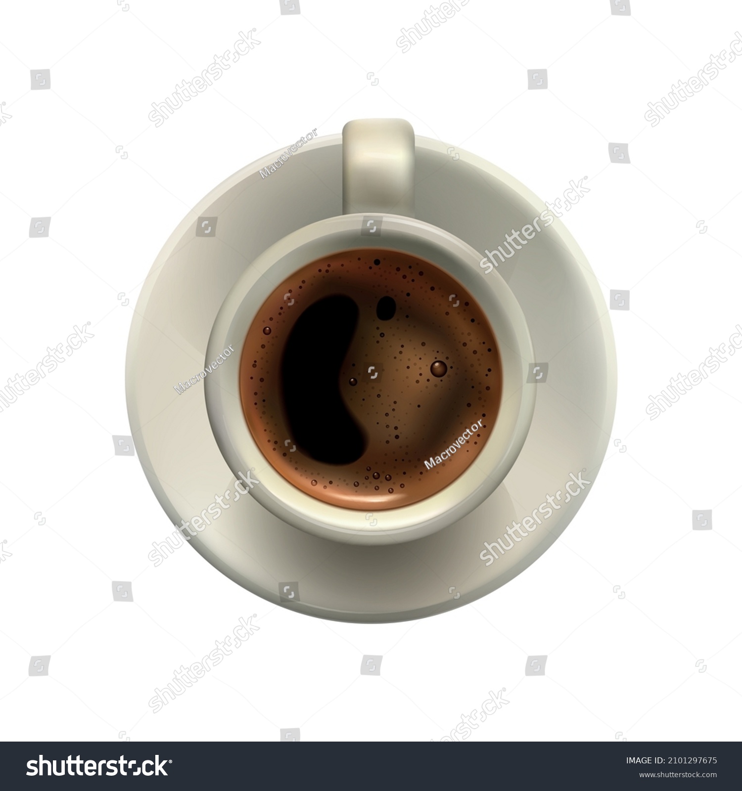 SVG of Realistic white cup of espresso coffee on saucer top view vector illustration svg