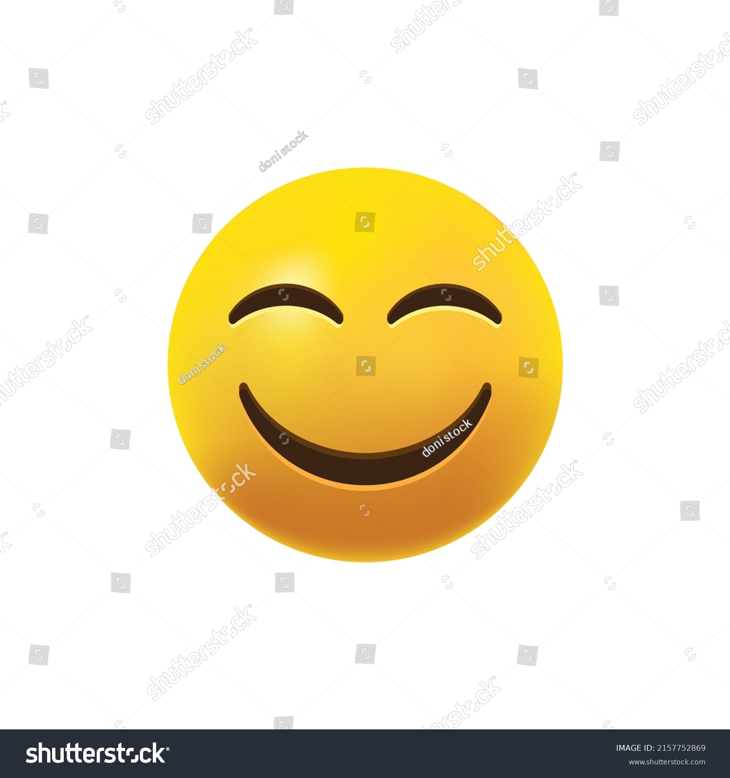 Realistic Yellow Smile Face Closed Eyes Stock Vector Royalty Free