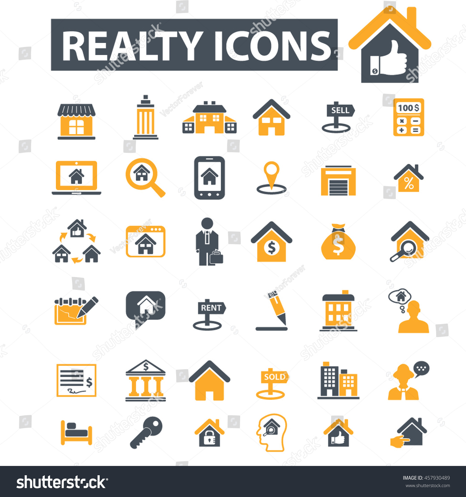 Realty Icons Stock Vector (Royalty Free) 457930489