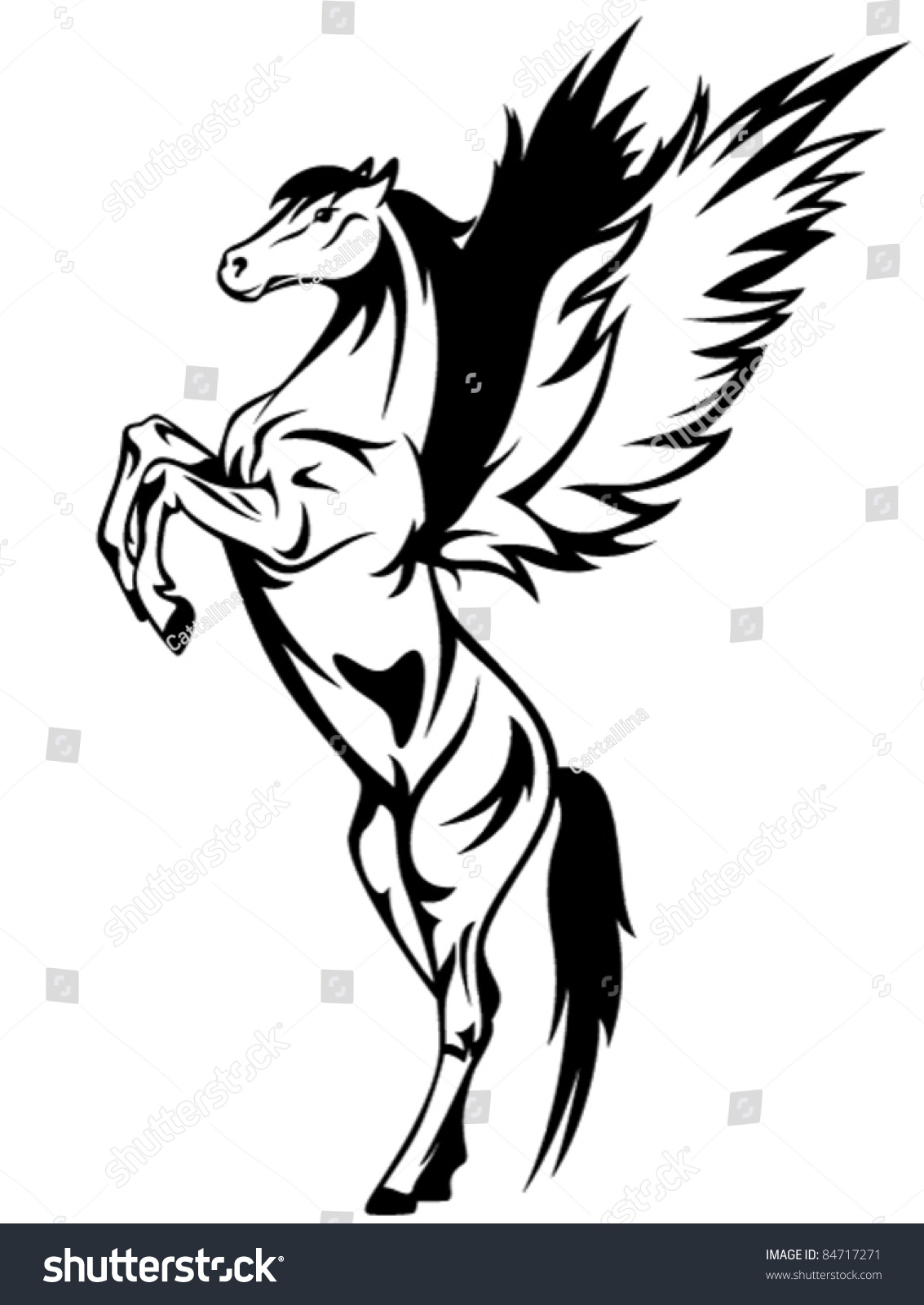 Rearing Pegasus Vector Illustration Symbol Inspiration ...