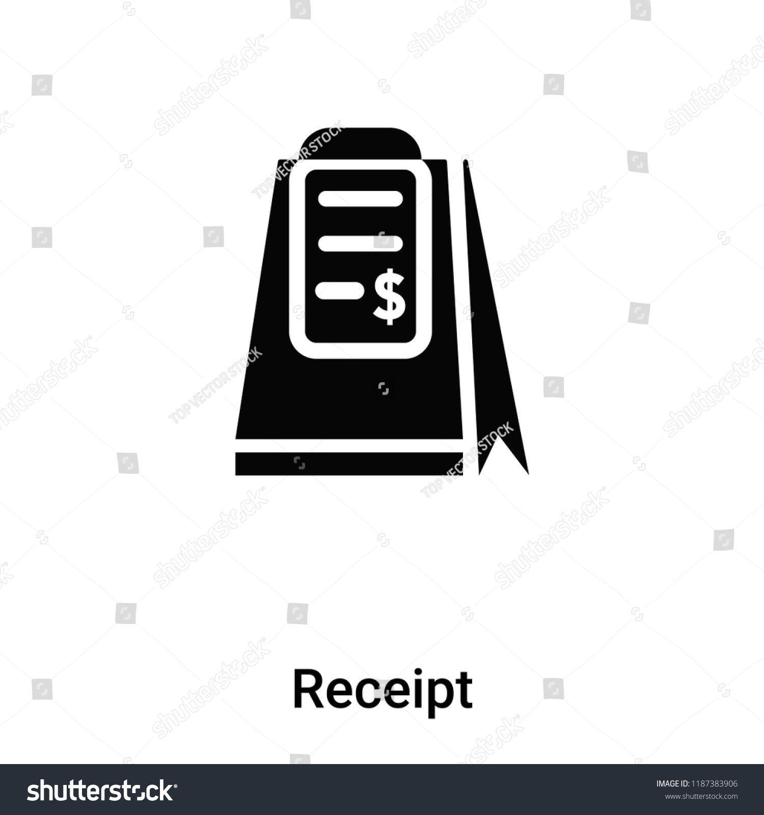 SVG of Receipt icon vector isolated on white background, logo concept of Receipt sign on transparent background, filled black symbol svg