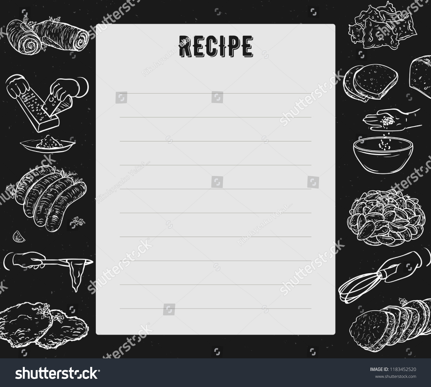 Recipe Card Cookbook Page Design Template Stock Vector (Royalty Regarding Recipe Card Design Template