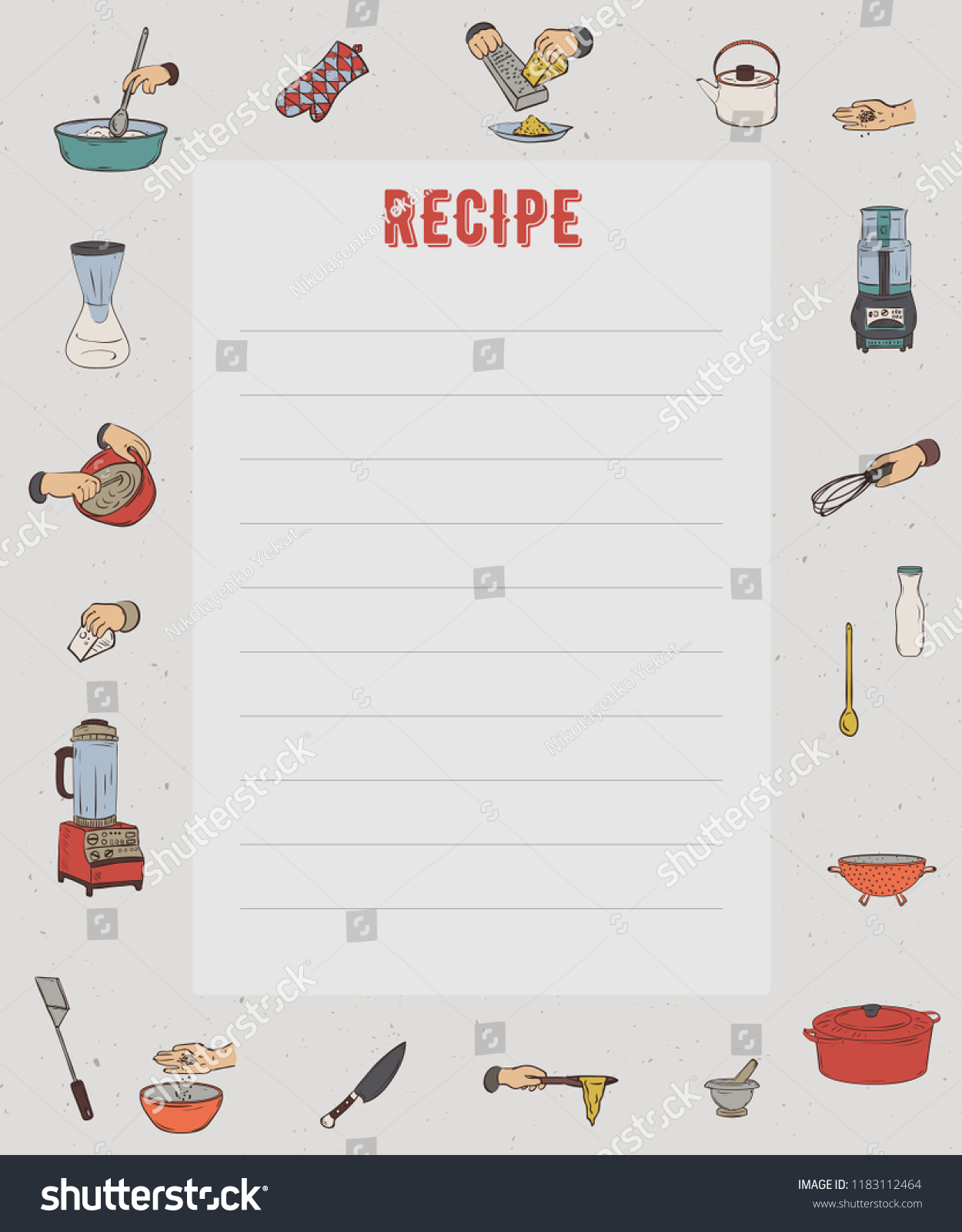 Recipe Card Cookbook Page Design Template Stock Vector (Royalty In Restaurant Recipe Card Template