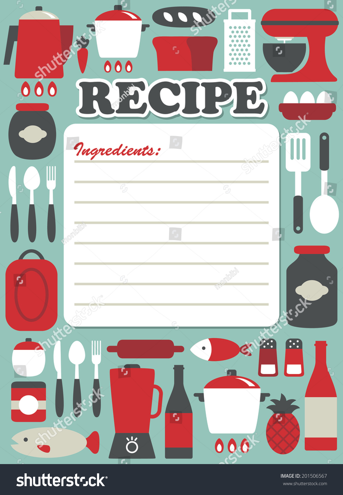 Recipe Card Design Vector Illustration Stock Vector (Royalty Free ...