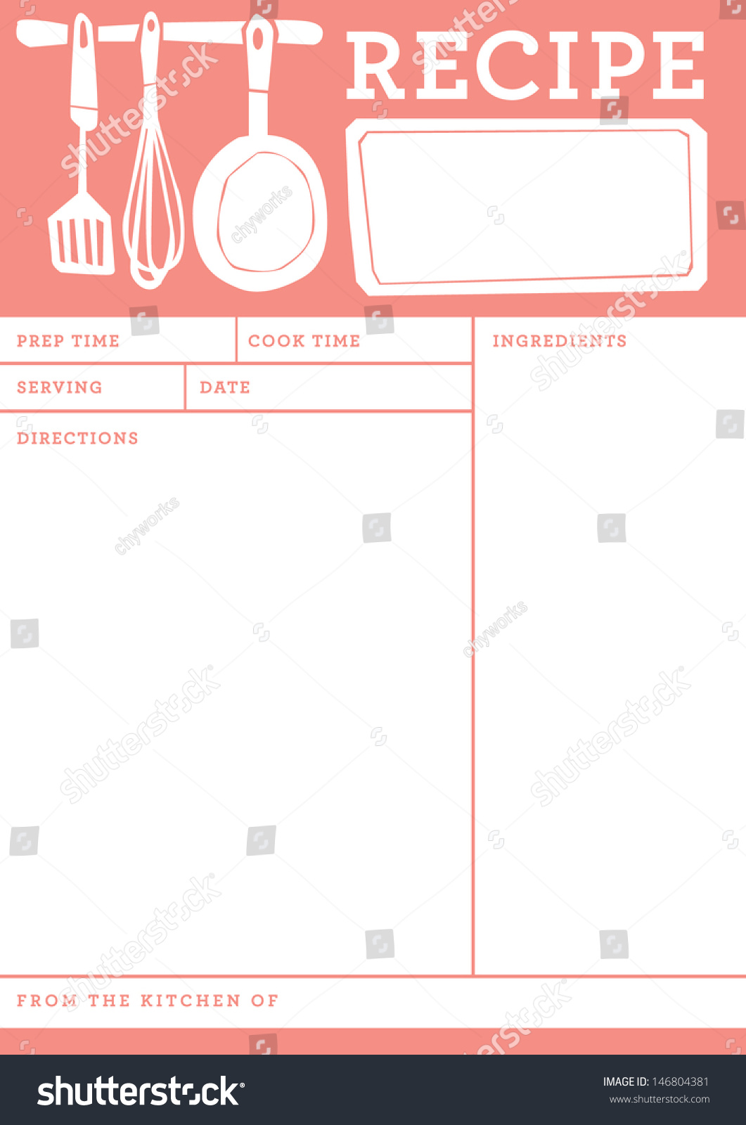 レシピカード キッチンノートテンプレート のベクター画像素材 ロイヤリティフリー