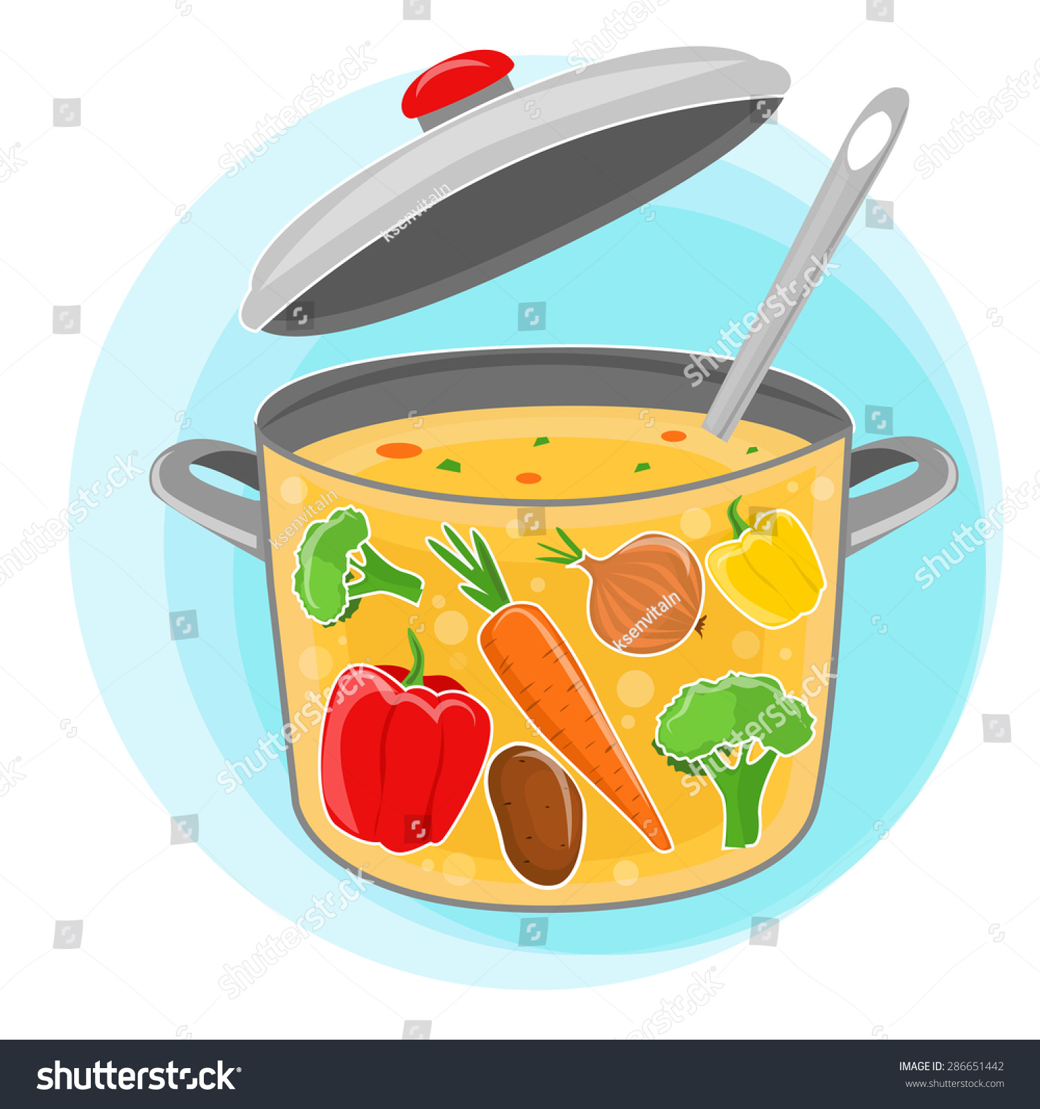 Recipe Vegetarian Vegetable Soup Illustration Useful Stock Vector