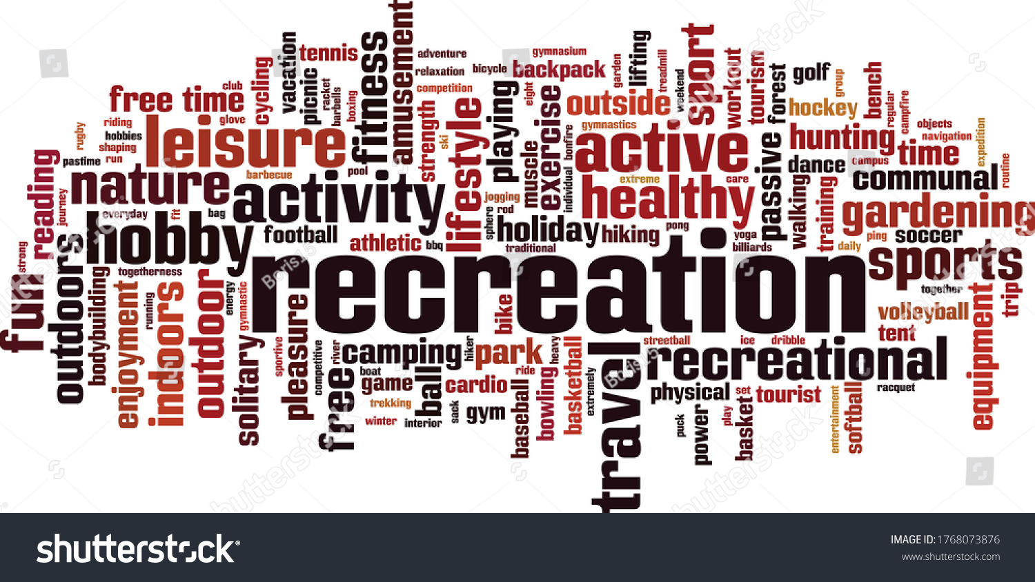 Recreation Word Cloud Concept Collage Made Vetor Stock Livre De Direitos 1768073876 5997