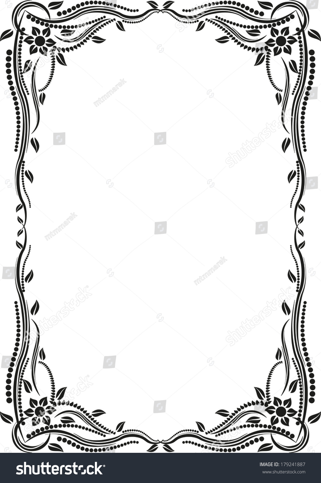 Rectangular Floral Frame Stock Vector (Royalty Free) 179241887