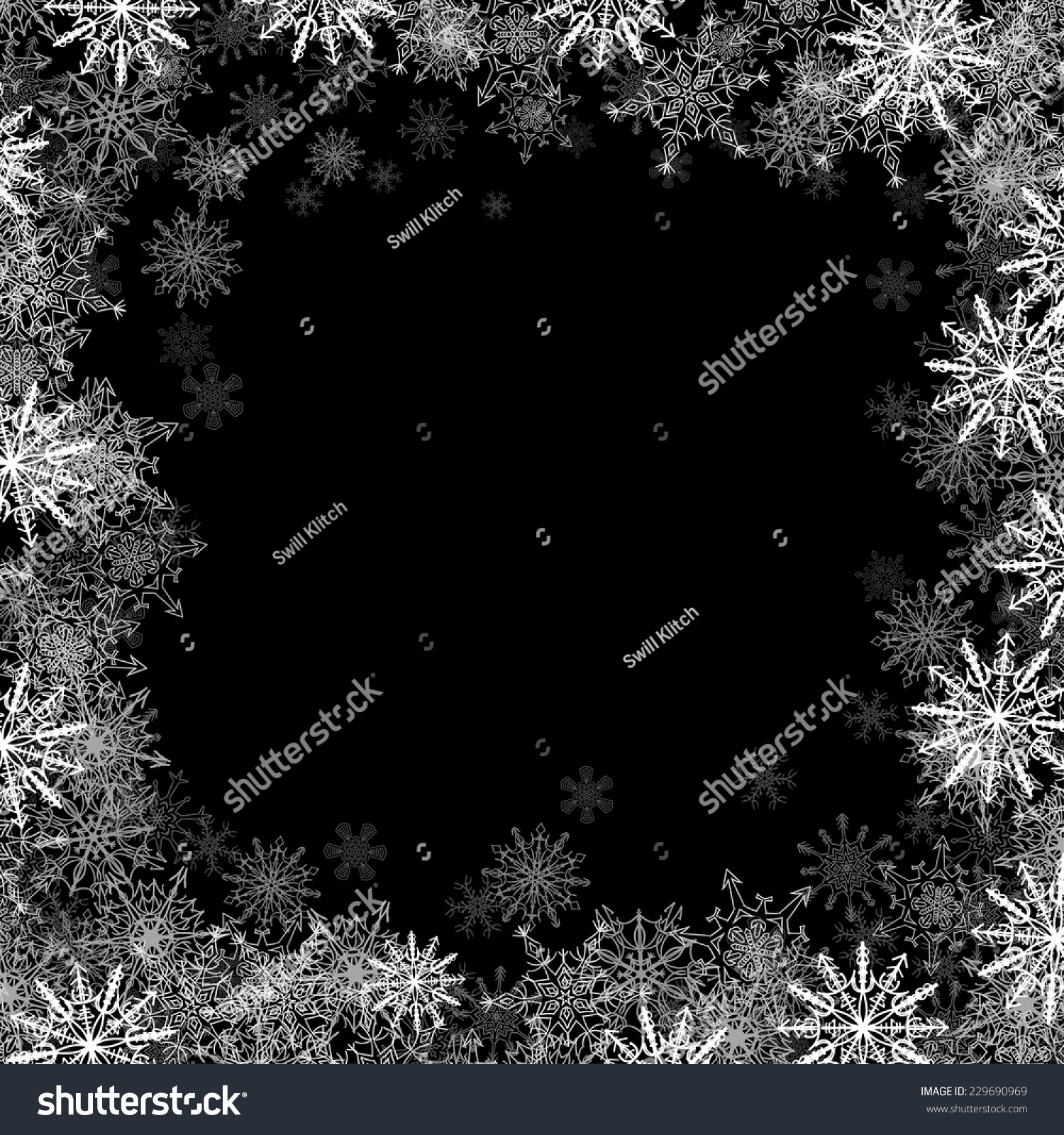 Rectangular Frame Small Snowflakes Layered Around Stock Vector ...
