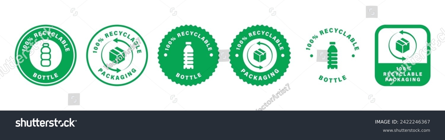SVG of Recyclable bottle and packaging - vector stickers for bottles and product packaging. svg