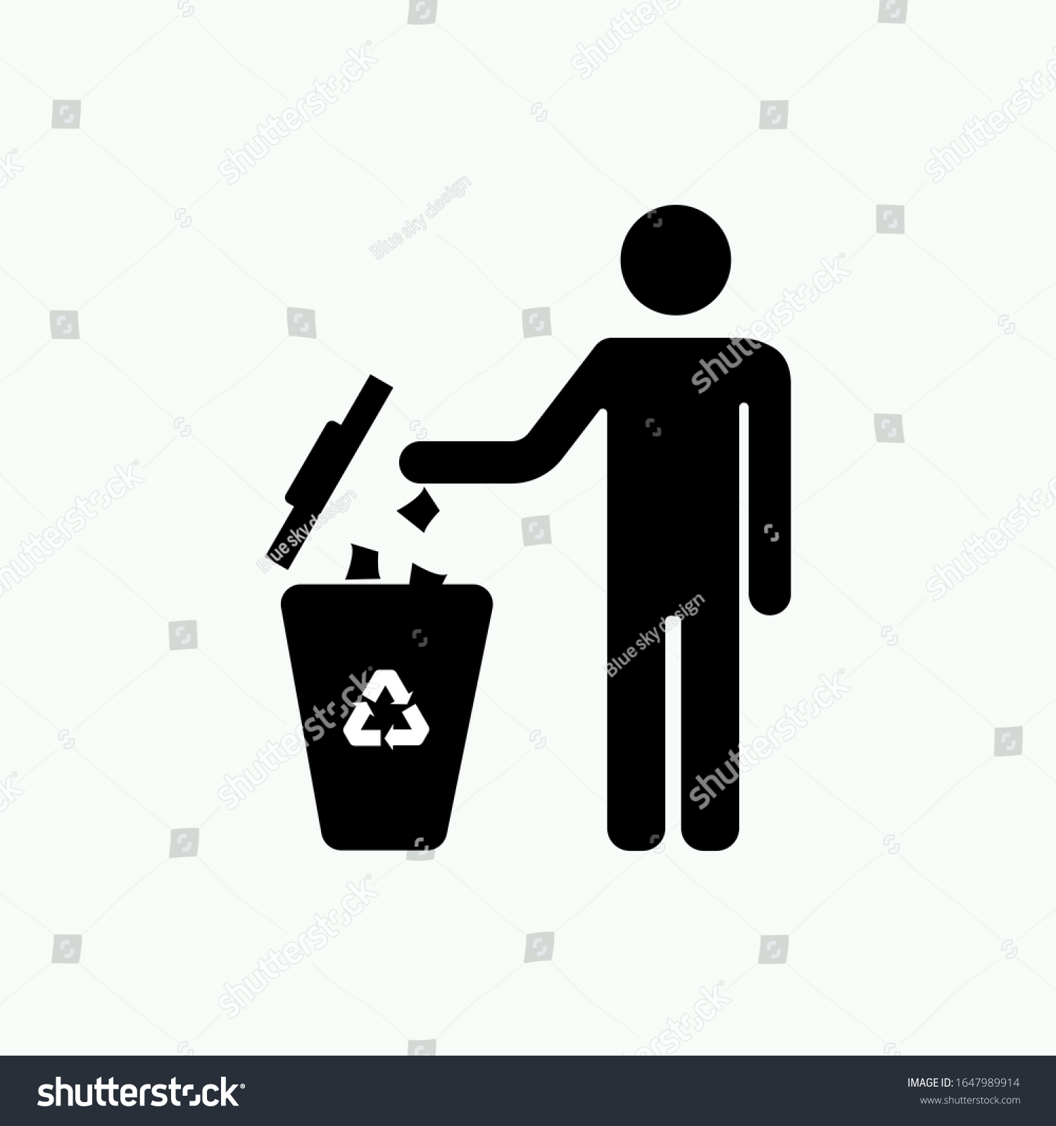 Recycle Icon Man Throwing Trash Into เวกเตอร์สต็อก ปลอดค่าลิขสิทธิ์ 1647989914 Shutterstock 