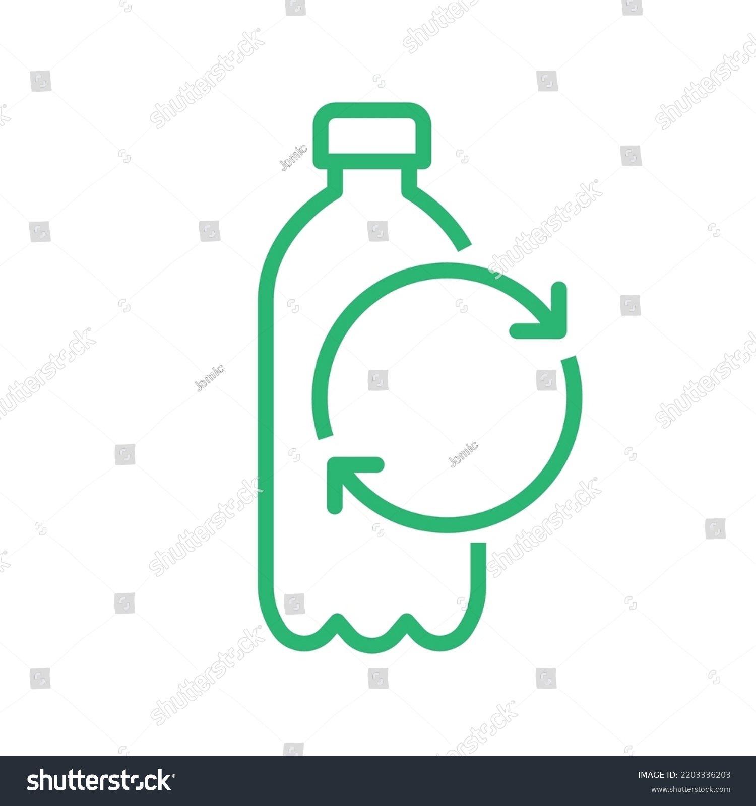 SVG of Recycle plastic logo icon, Pet bottle with arrows recycling sign, Reusable ecological preservation concept, Isolated on white background, Vector illustration svg