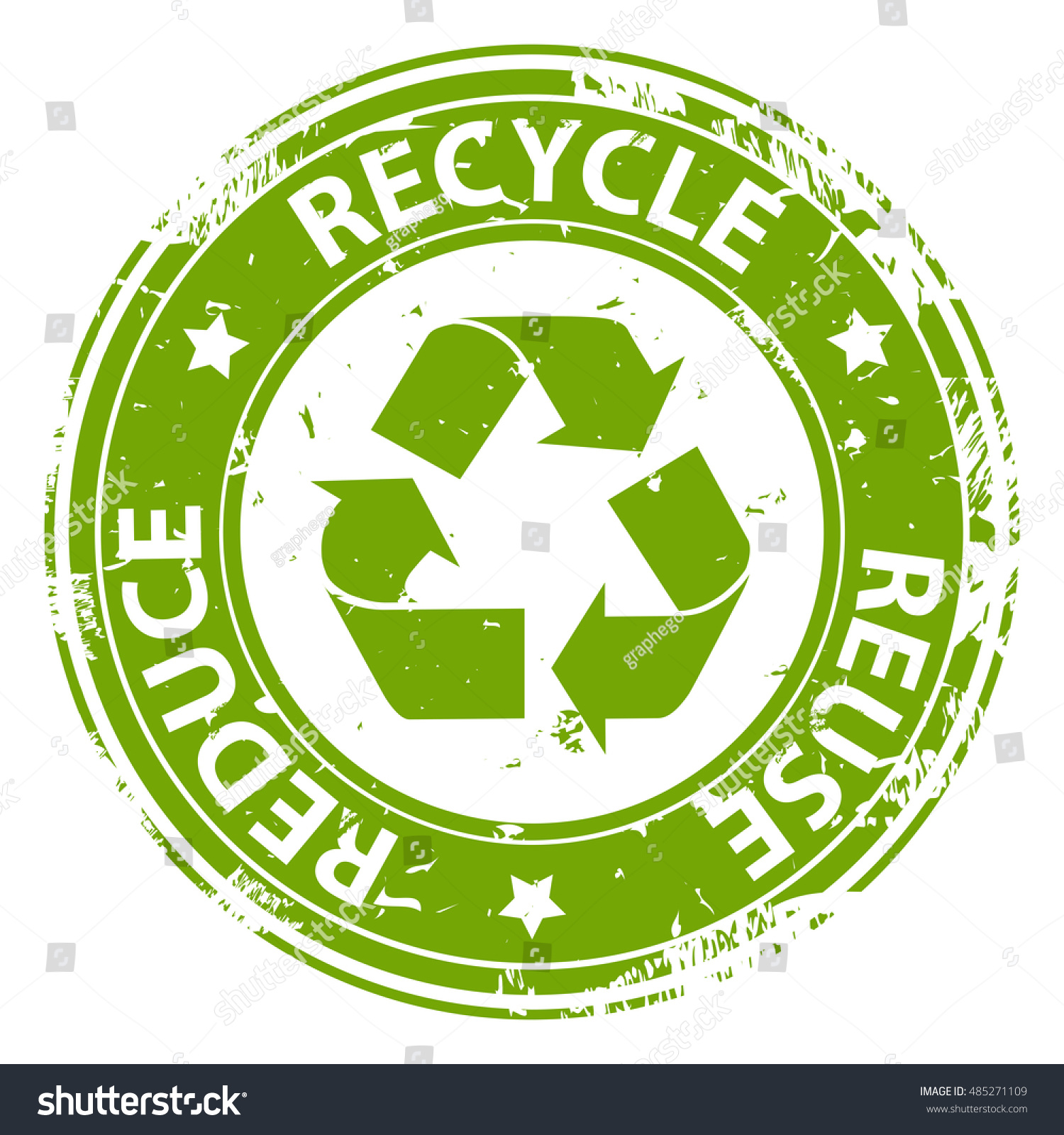 Recycle Reuse Reduce Green Emblem Symbol Stock Vector 485271109