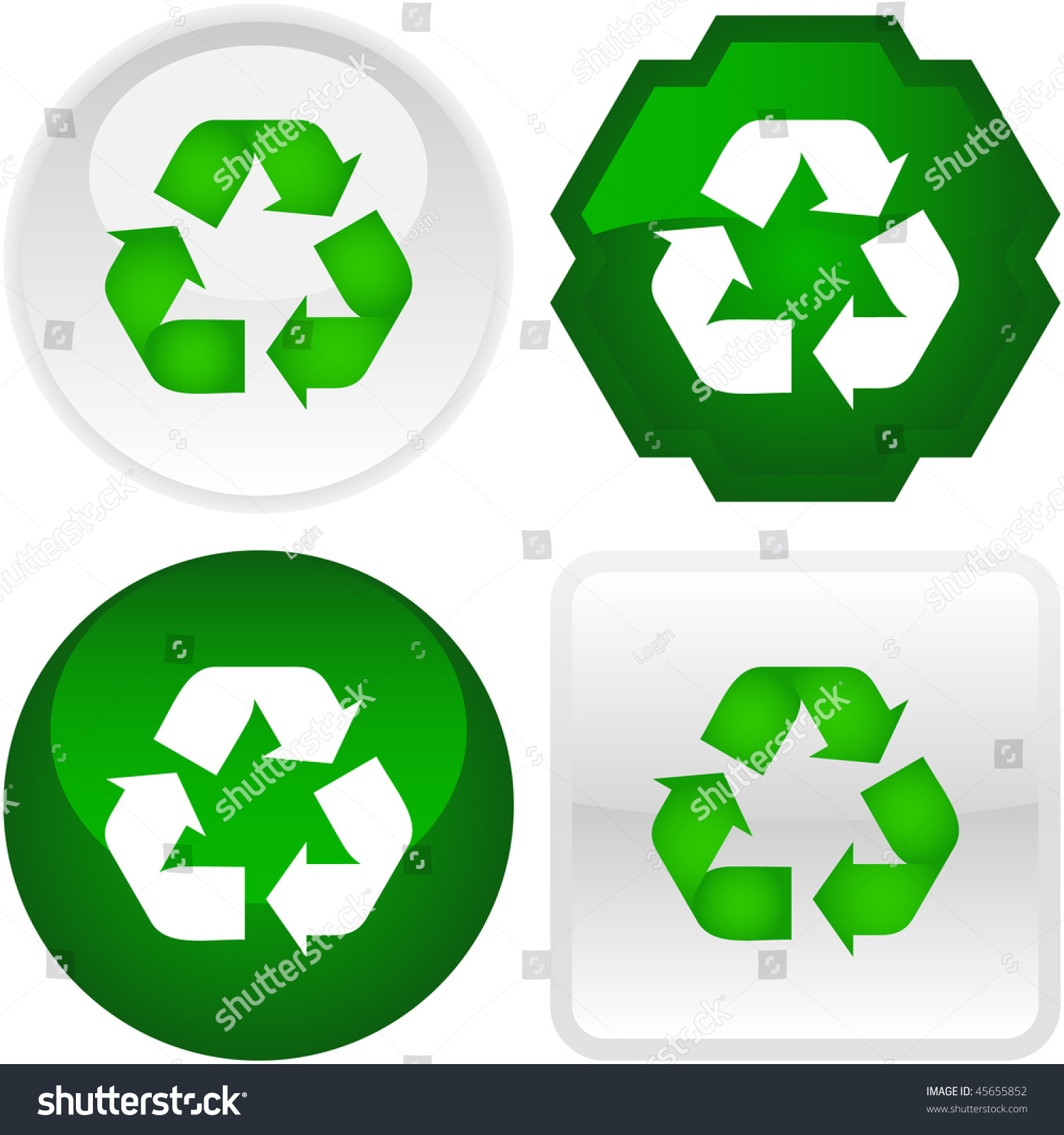 Recycle Symbol Button Vector Set Stock Vector (Royalty Free) 45655852