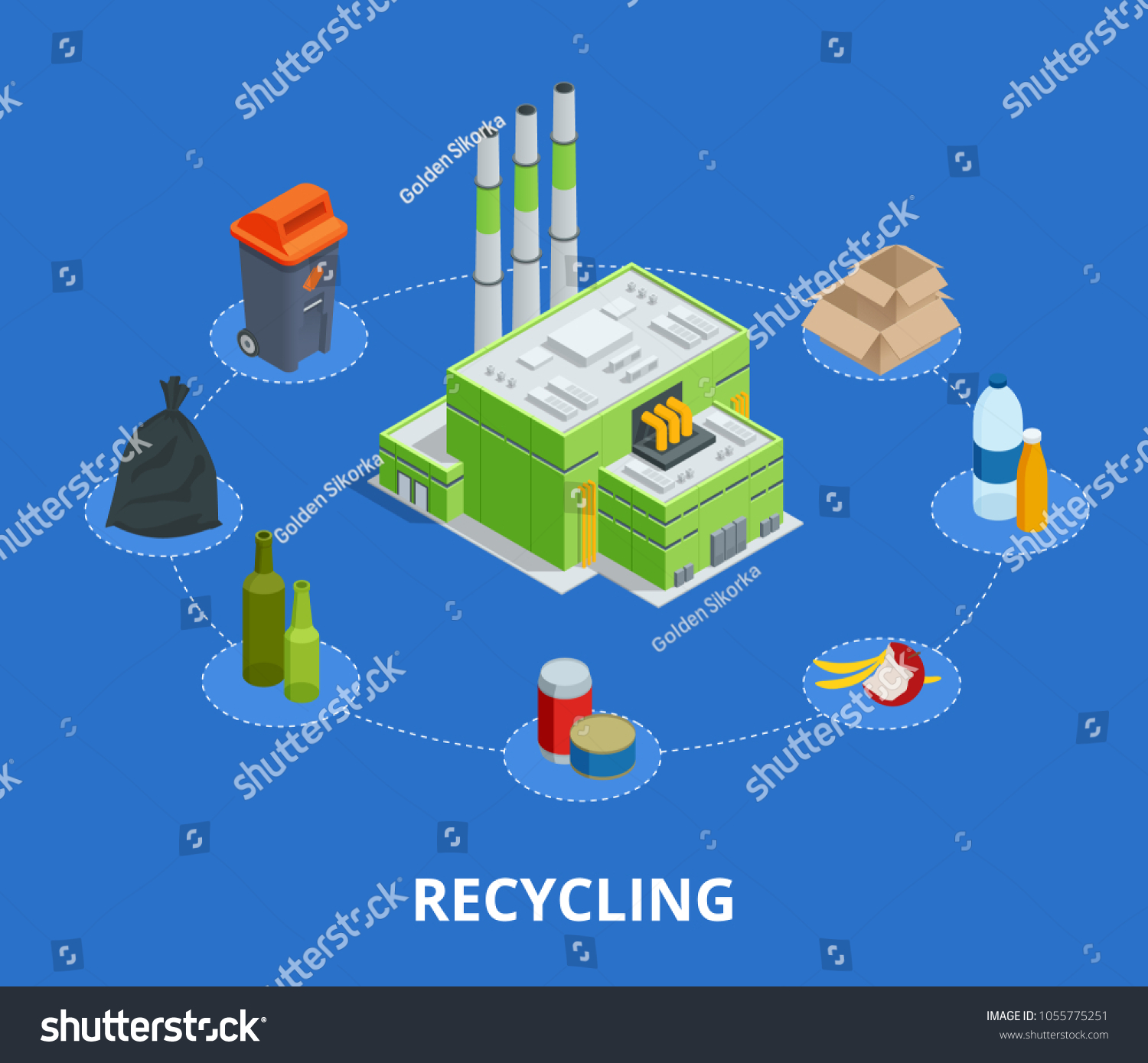 Recycling Garbage Elements Trash Bags Tires Stock Vector (Royalty Free ...