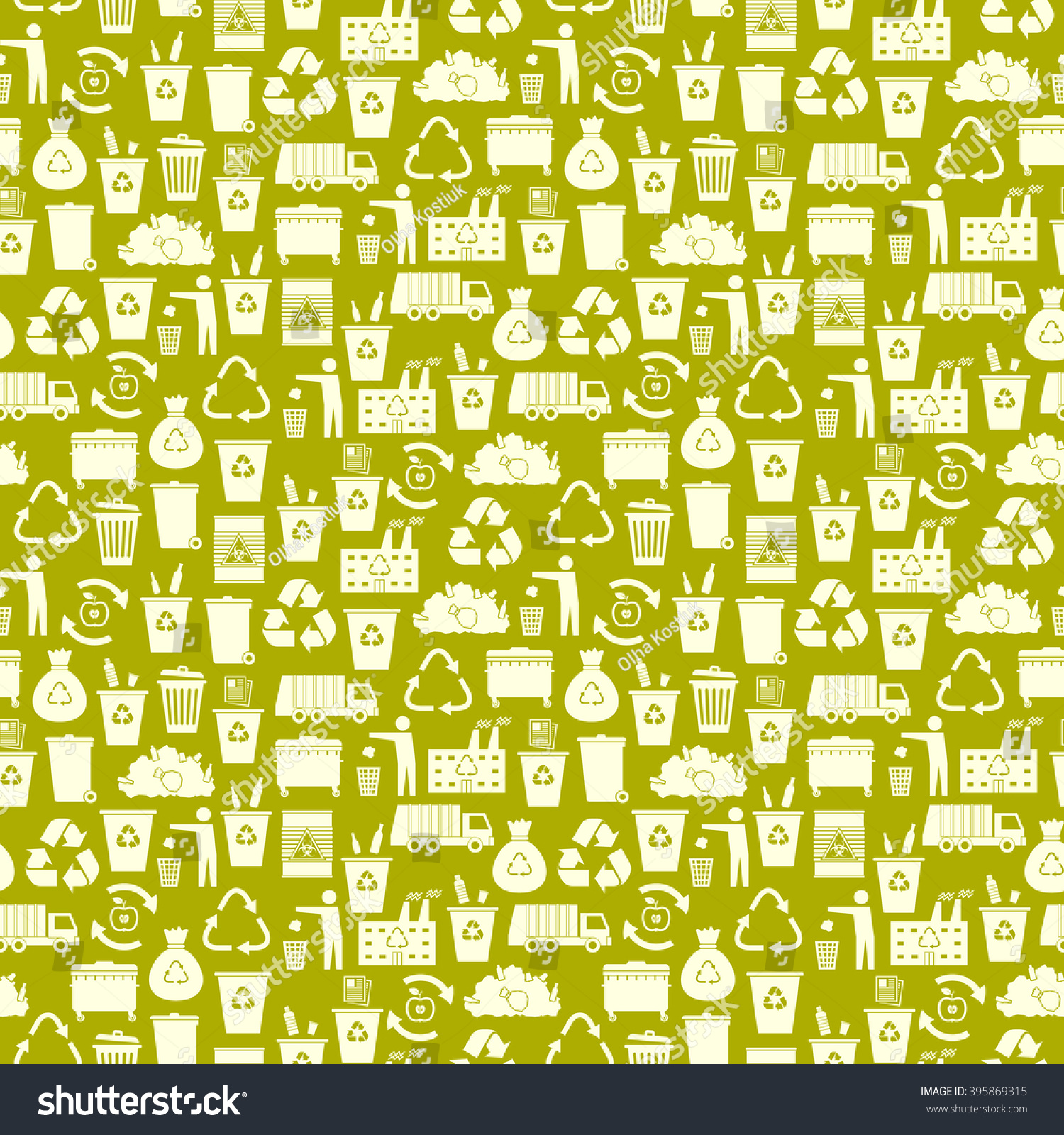 Recycling Garbage Icons Seamless Pattern Waste Stock Vector (Royalty ...