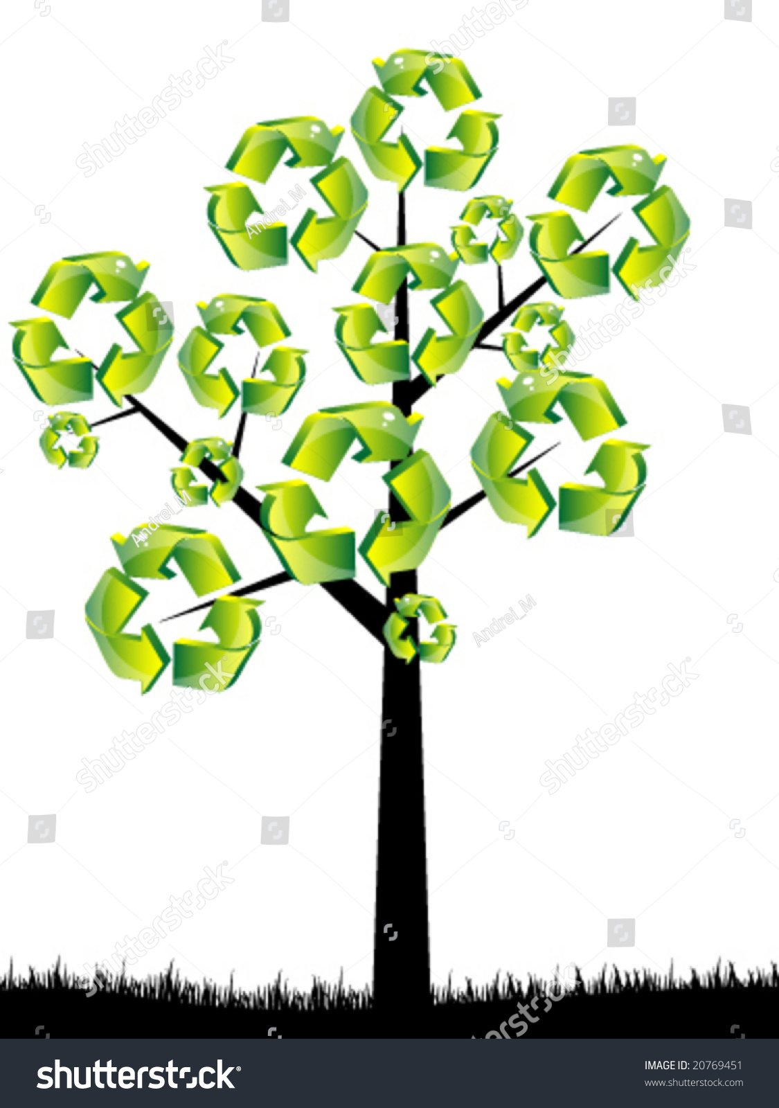 Recycling Tree Vector Illustration Stock Vector Royalty Free