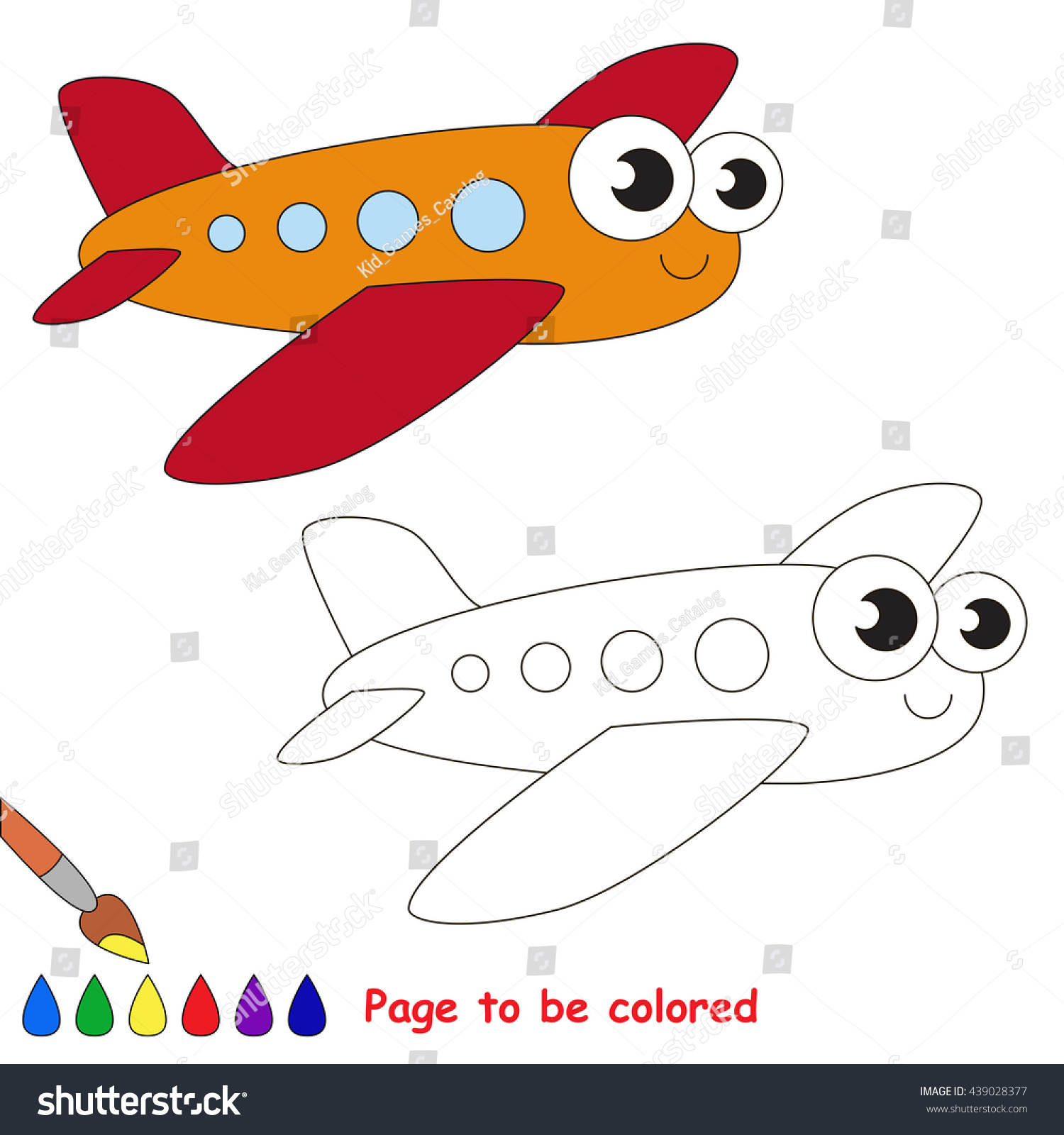 Red Airplane Be Colored Coloring Book Stock Vector Royalty Free ...
