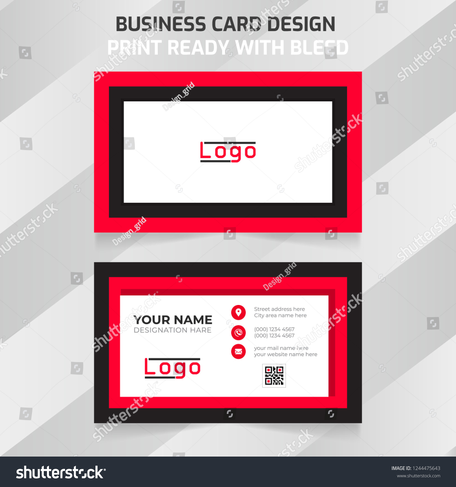 Red Black Business Card Design Stock Vector (Royalty Free) 1244475643