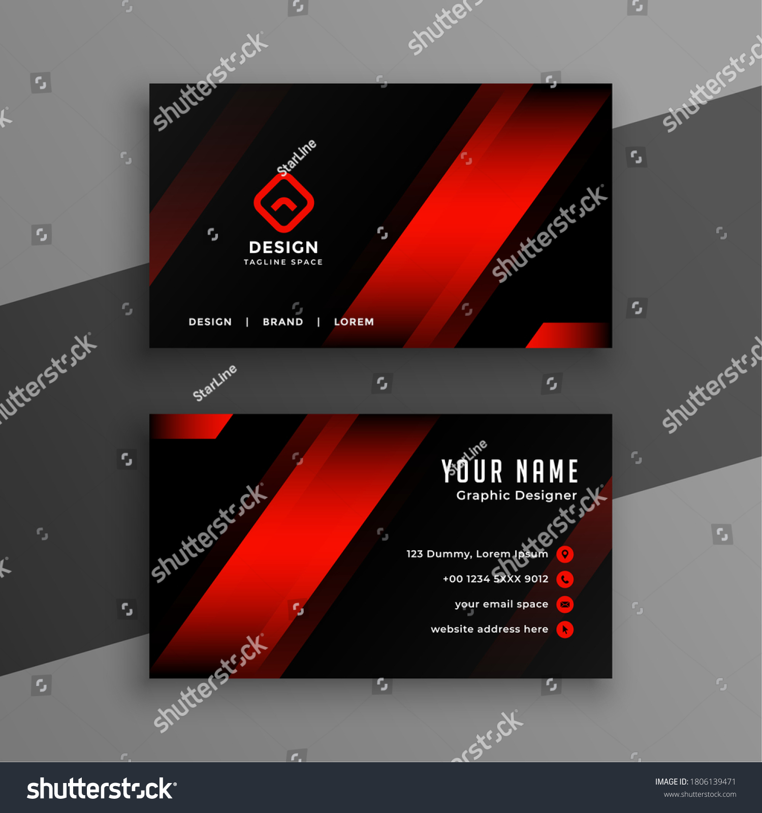 Red Black Geometric Business Card Design Stock Vector (Royalty Free ...