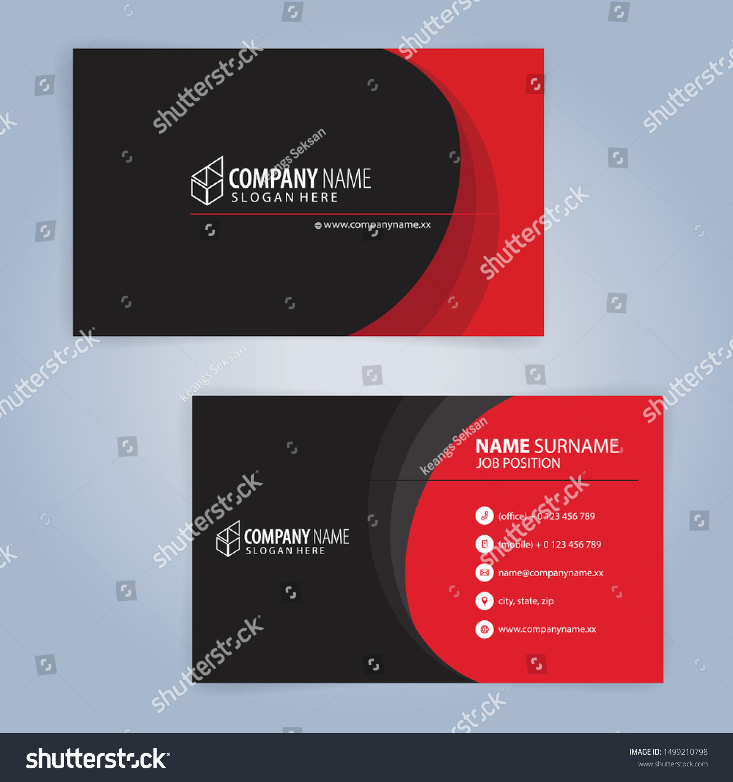 Red Black Modern Business Card Template Stock Vector (Royalty Free ...