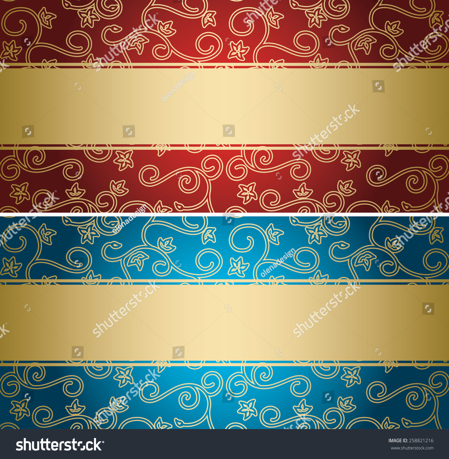 Red Blue Backgrounds Golden Pattern Vector Stock Vector (Royalty Free