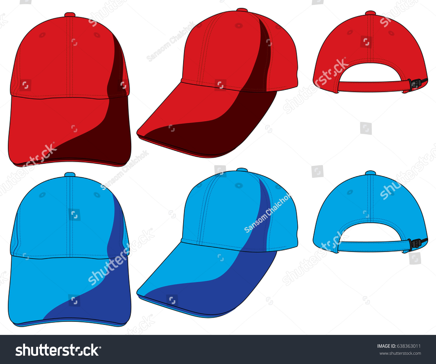 red and blue baseball cap