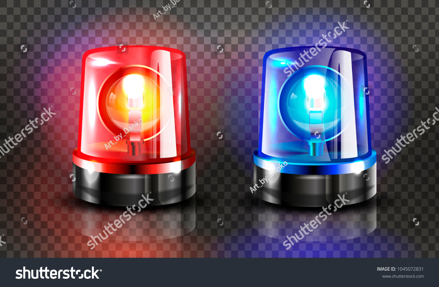 SVG of Red  and blue flashers Siren Vector. Realistic Object. Light Effect. Beacon For Police Cars Ambulance, Fire Trucks. Emergency Flashing Siren. Transparent Background vector Illustration svg