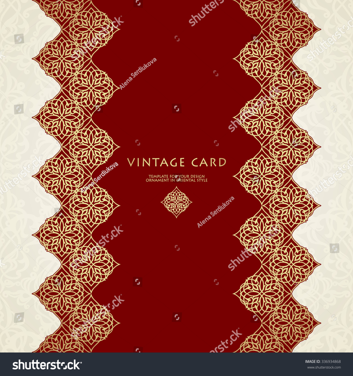 Red Gold Background Antique Ornamental Frame Stock Vector (Royalty Free