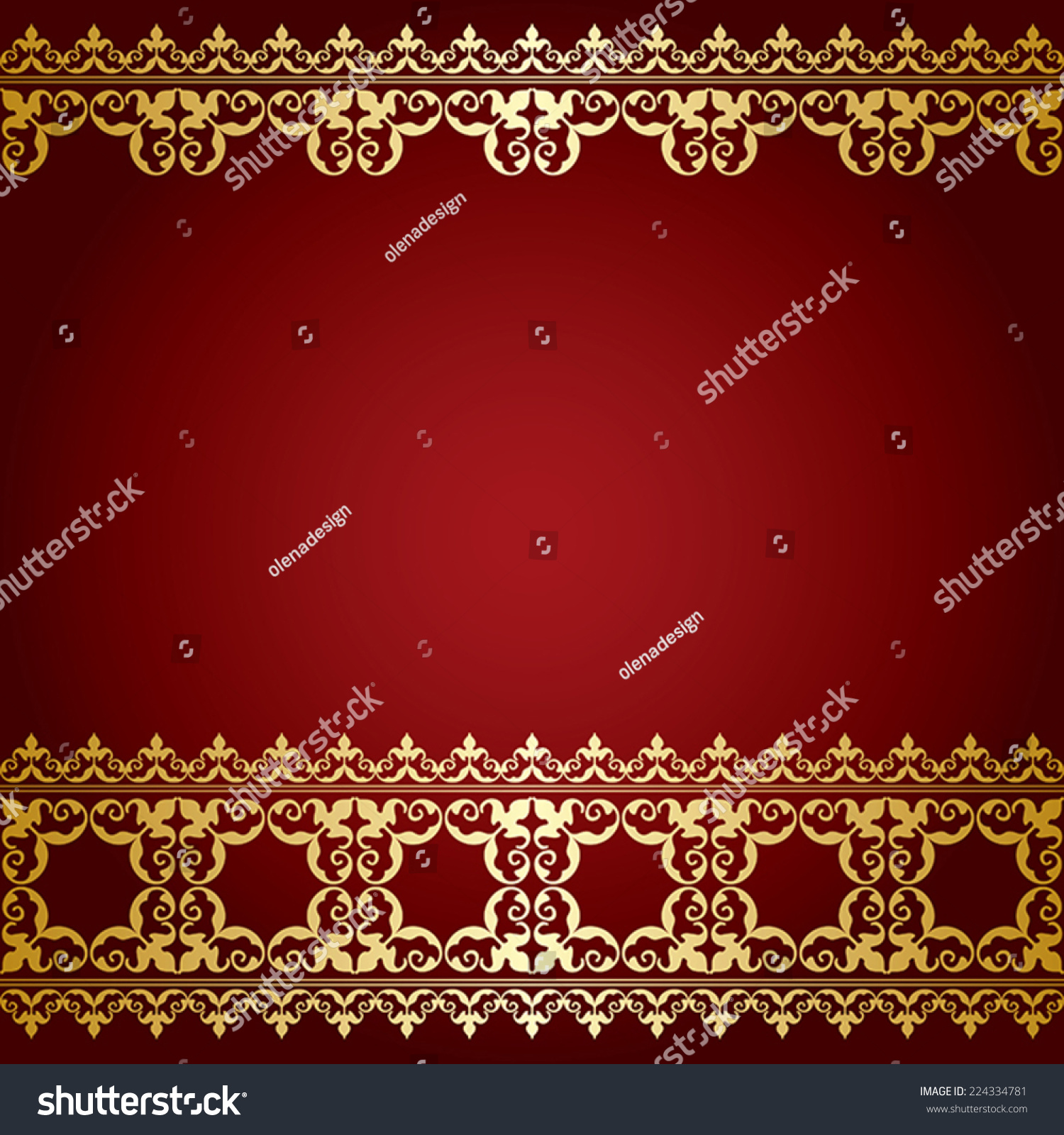 Red Gold Background Vintage Border Vector Stock Vector (Royalty Free ...