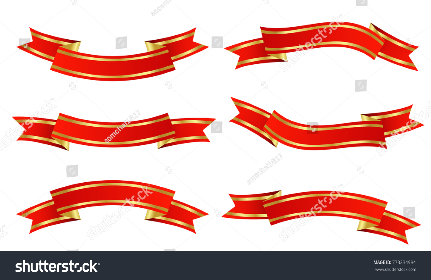 Red Gold Ribbon Vector Stock Vector (Royalty Free) 778234984