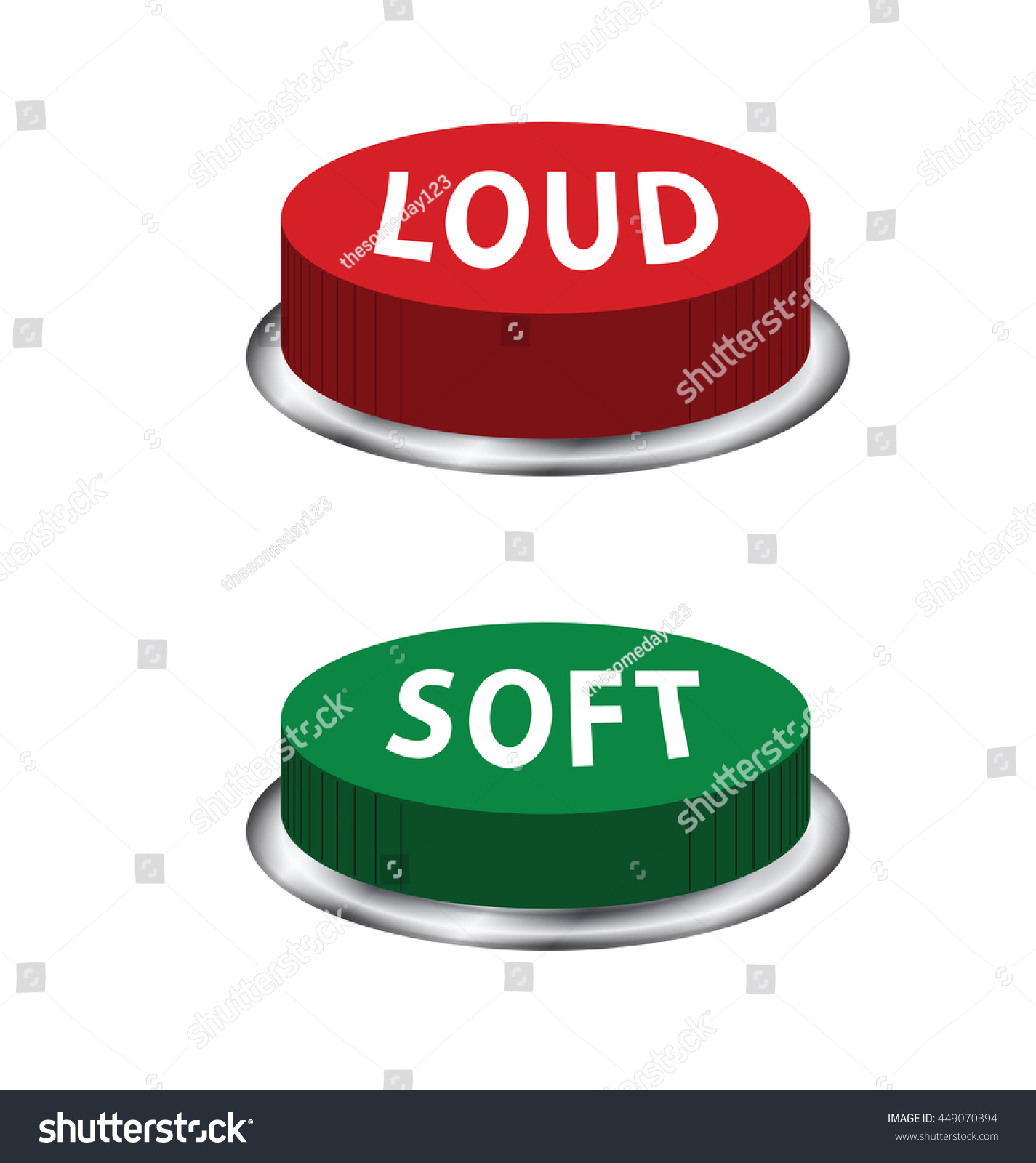 Red Green Button Opposite Adjective Loud Stock Vector Royalty Free 449070394