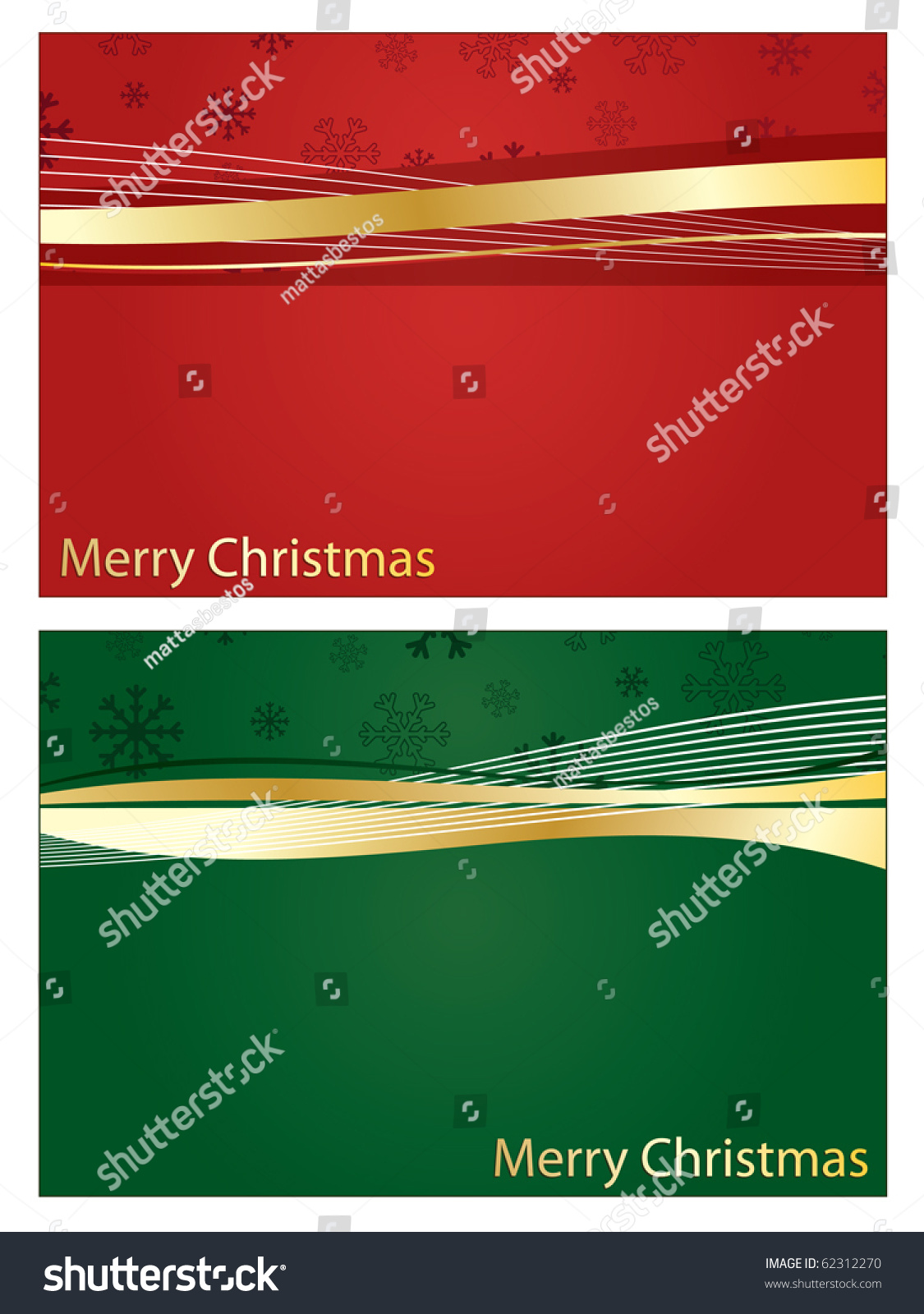 Red And Green Christmas Banners With Gold Ribbon And Copy Space Stock ...