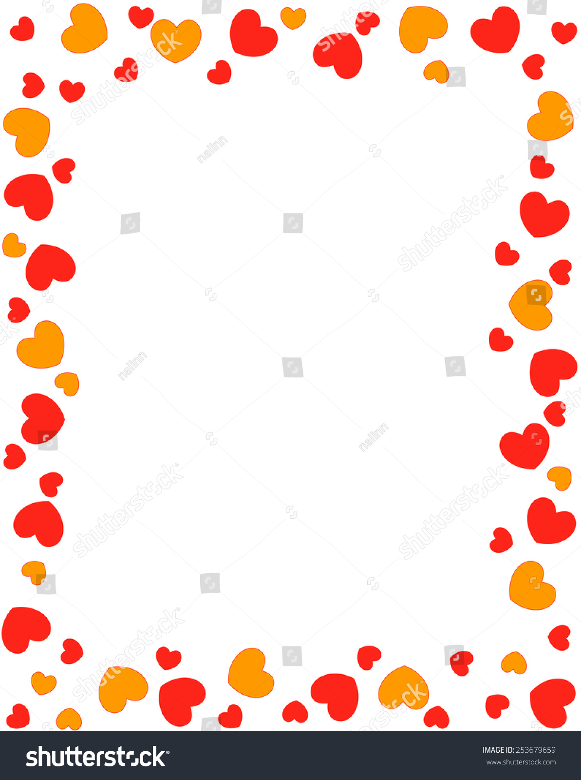 Red Orange Different Shaped Hearts Frame Stock Vector (Royalty Free ...