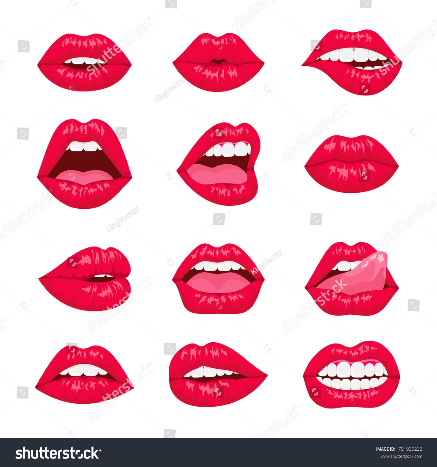 Red Rose Kissing Smiling Cartoon Lips Stock Vector (Royalty Free ...