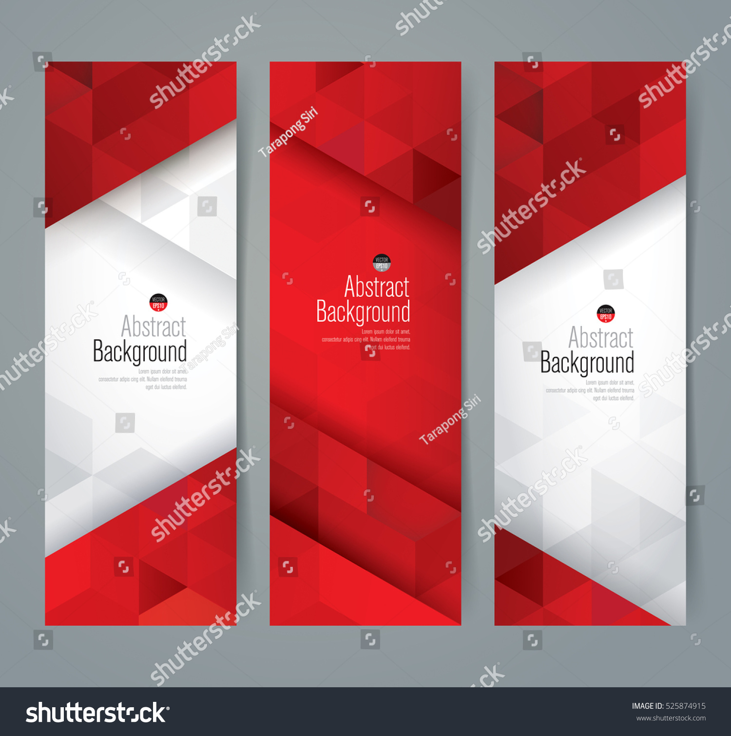 Red White Abstract Background Banner Collection Stock Vector (Royalty