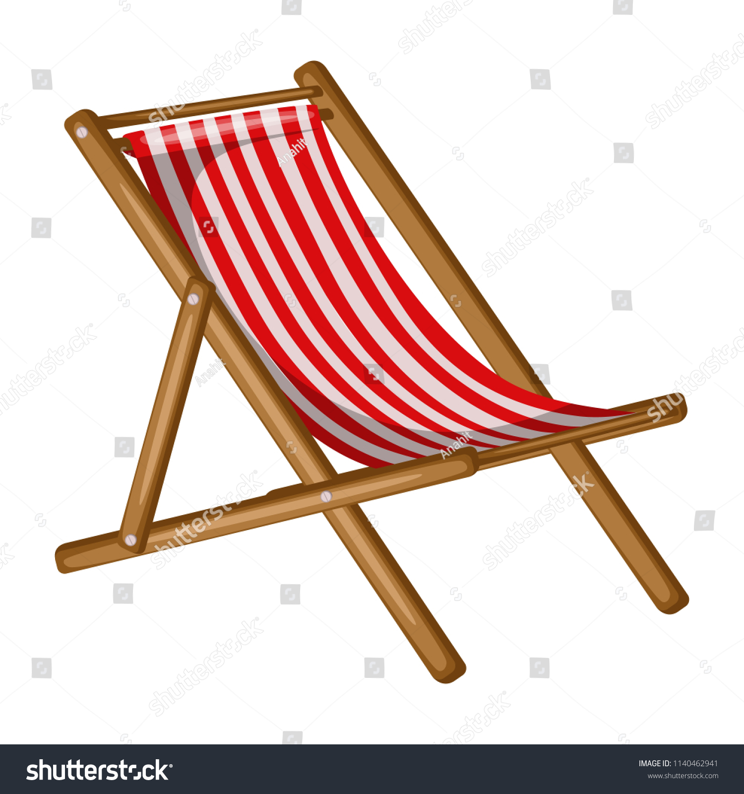 Red White Beach Chair Striped Chaise Stock Vector Royalty Free 1140462941