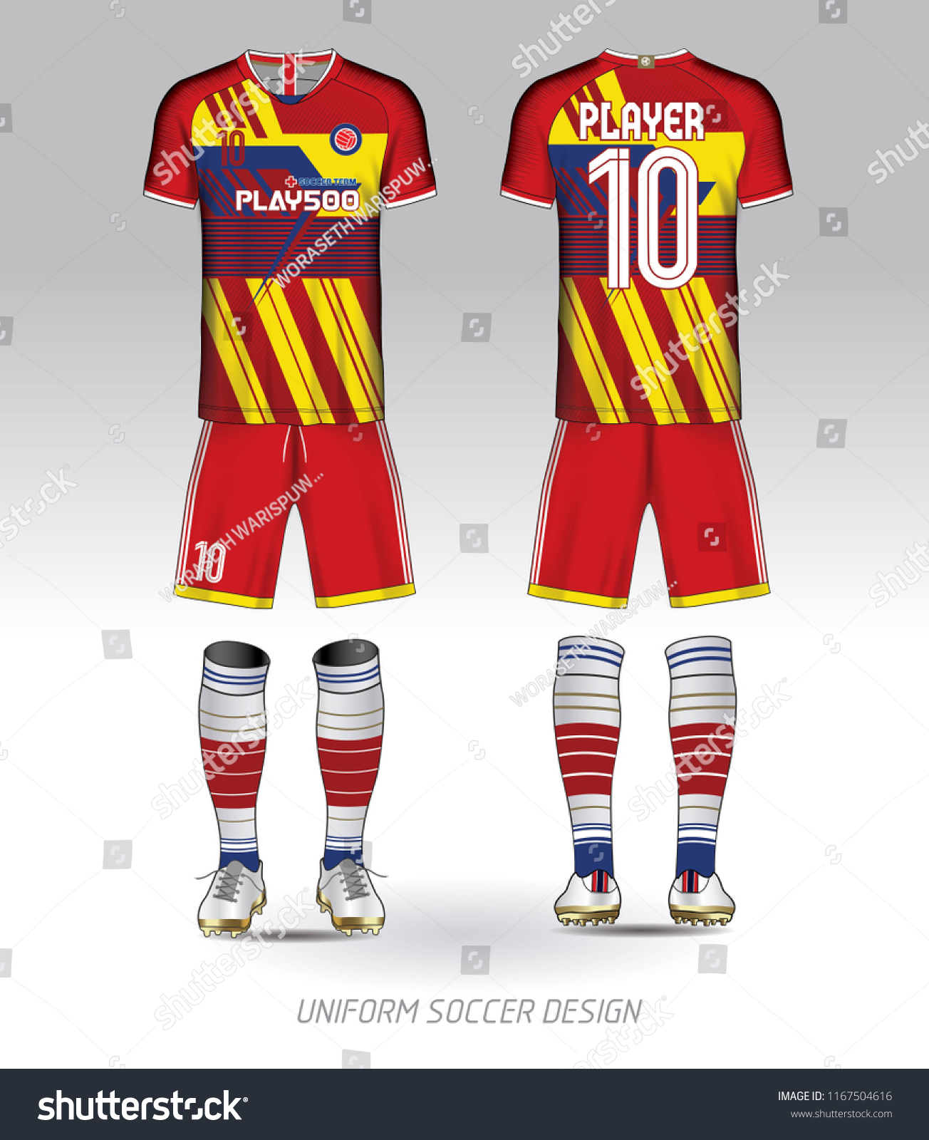 Red Yellow Layout Football Sport Tshirt Stock Vector (Royalty Free ...