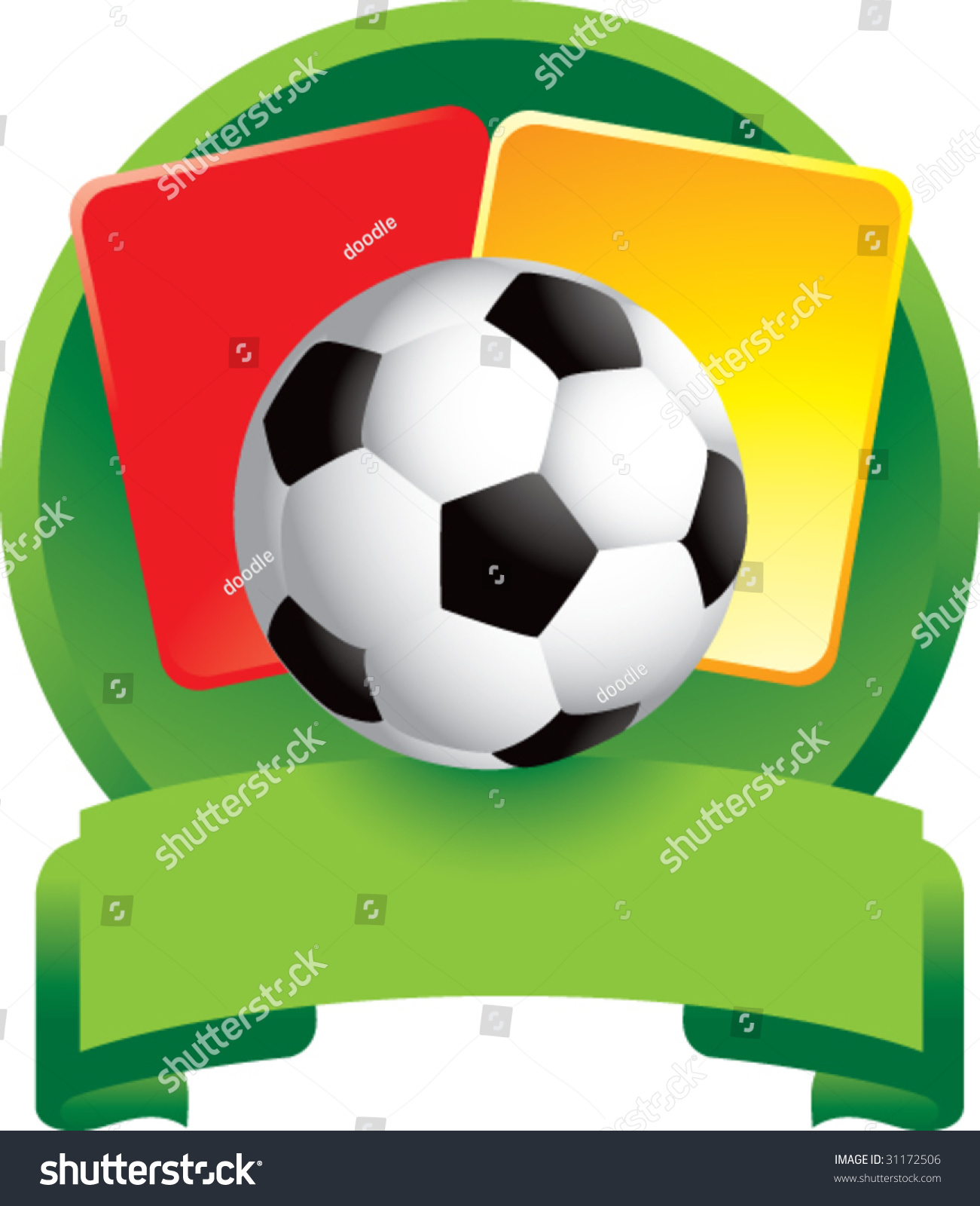 Red And Yellow Penalty Cards With Soccer Ball On Green Crest Stock ...