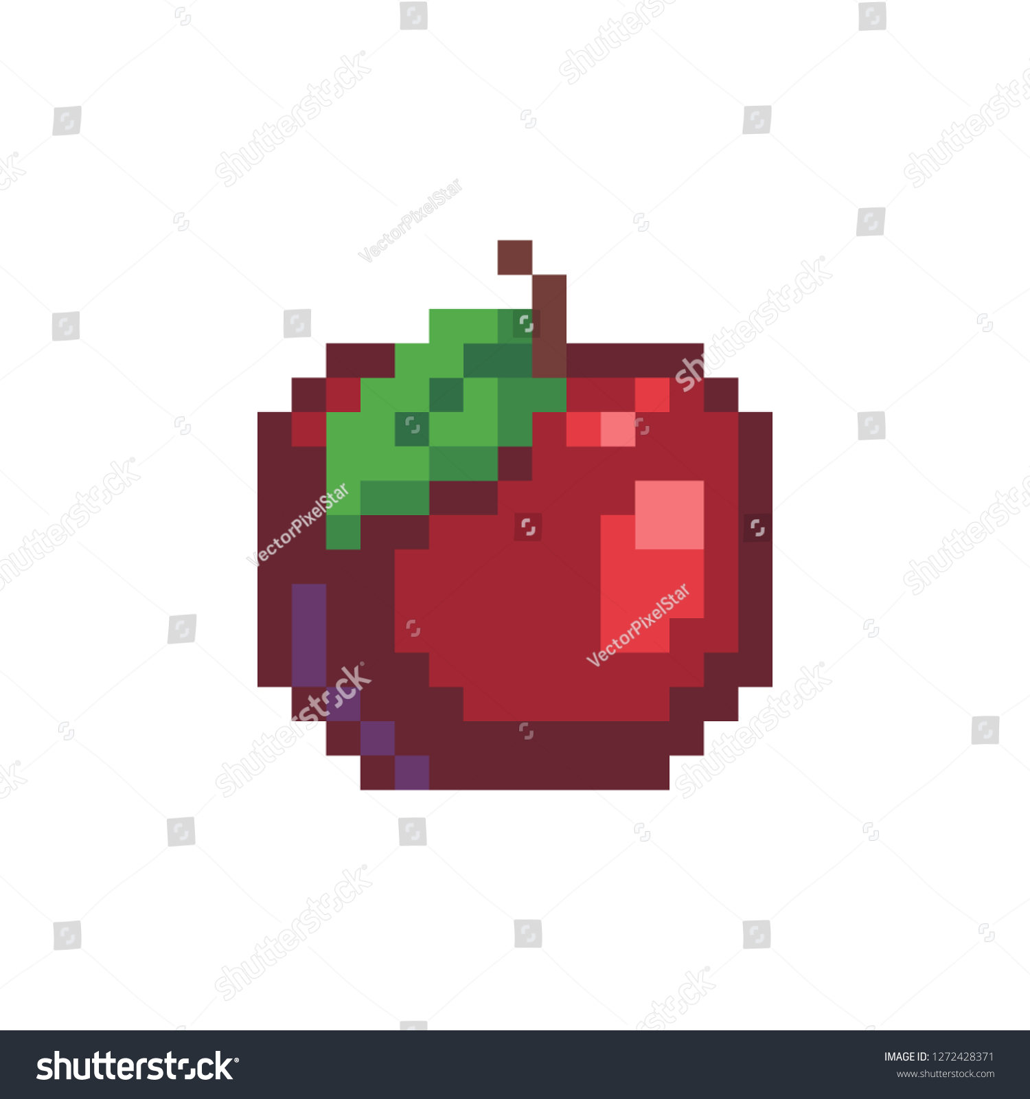 Red Apple Pixel Art Icon Fruit Stock Vector (Royalty Free) 1272428371