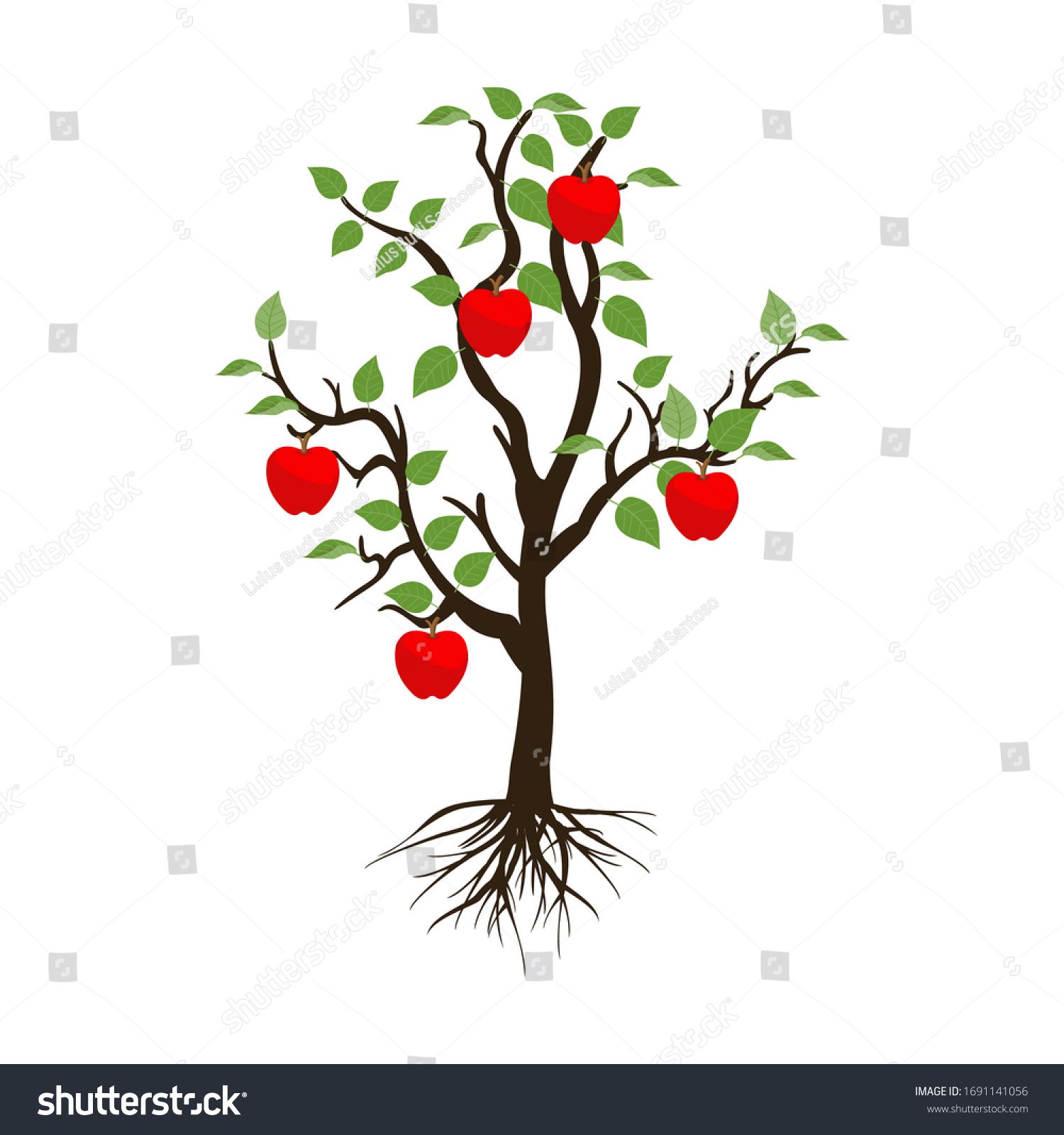 Red Apple Tree Roots Against White Stock Vector Royalty Free Shutterstock