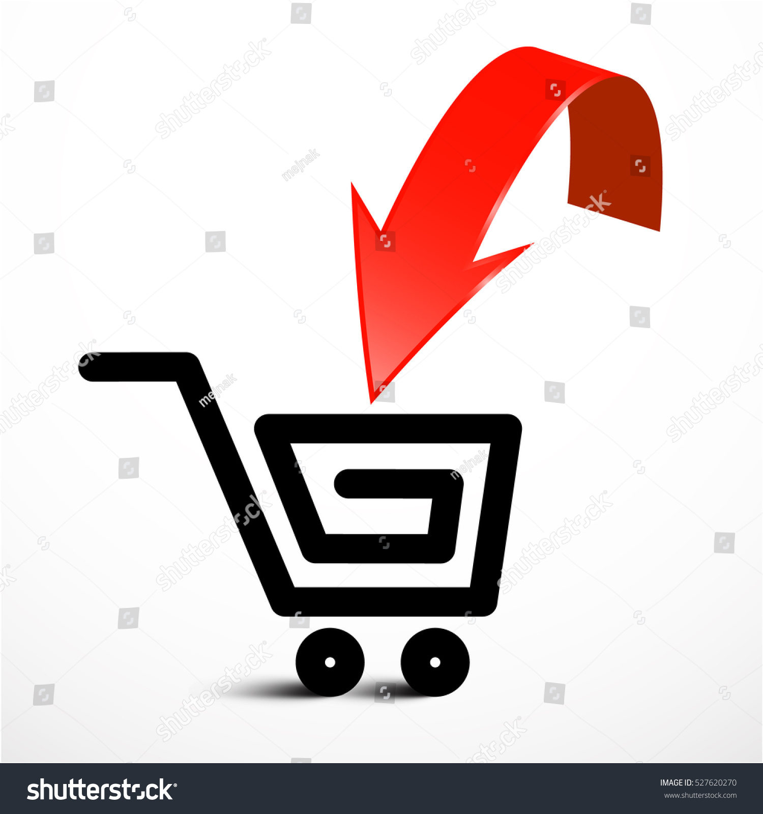 Red Arrow Shopping Cart Icon Vector Stock Vector (Royalty Free) 527620270