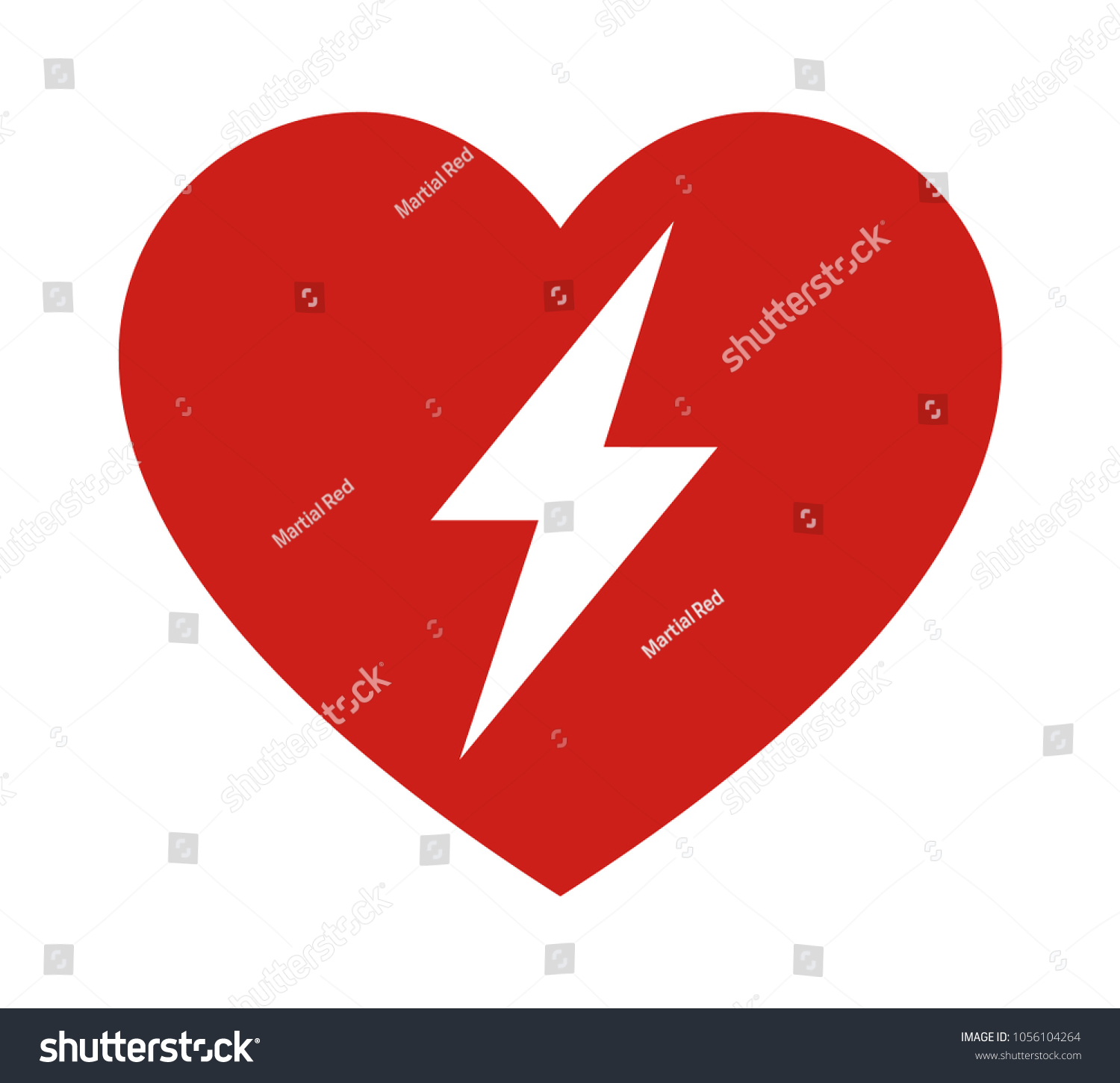 赤い自動体外式除細動器 Aed標識と心臓と電気のシンボルフラットベクター画像アイコン のベクター画像素材 ロイヤリティフリー