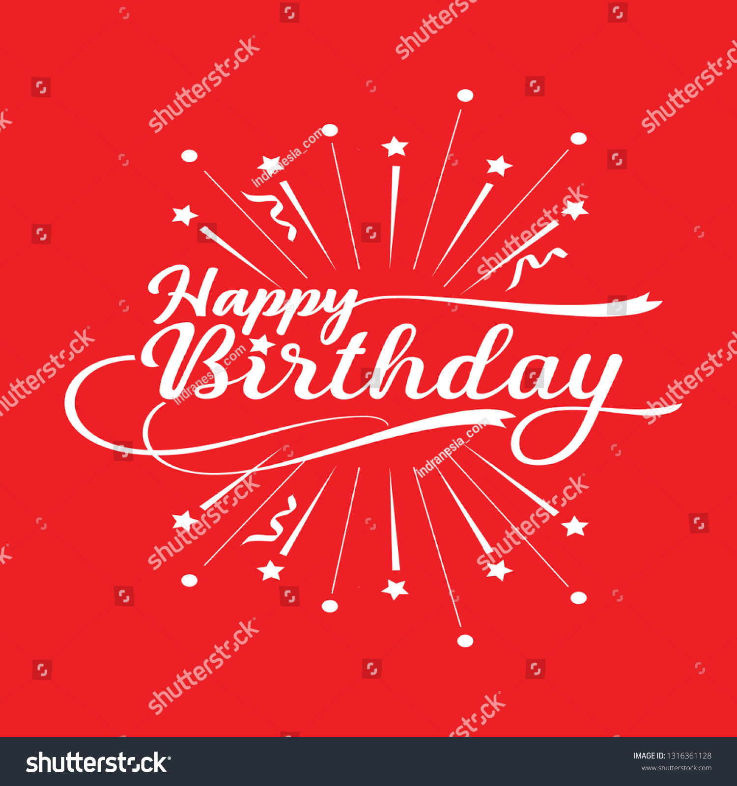 Red Background Happy Birthday Poster Stock Vector (Royalty Free) 1316361128