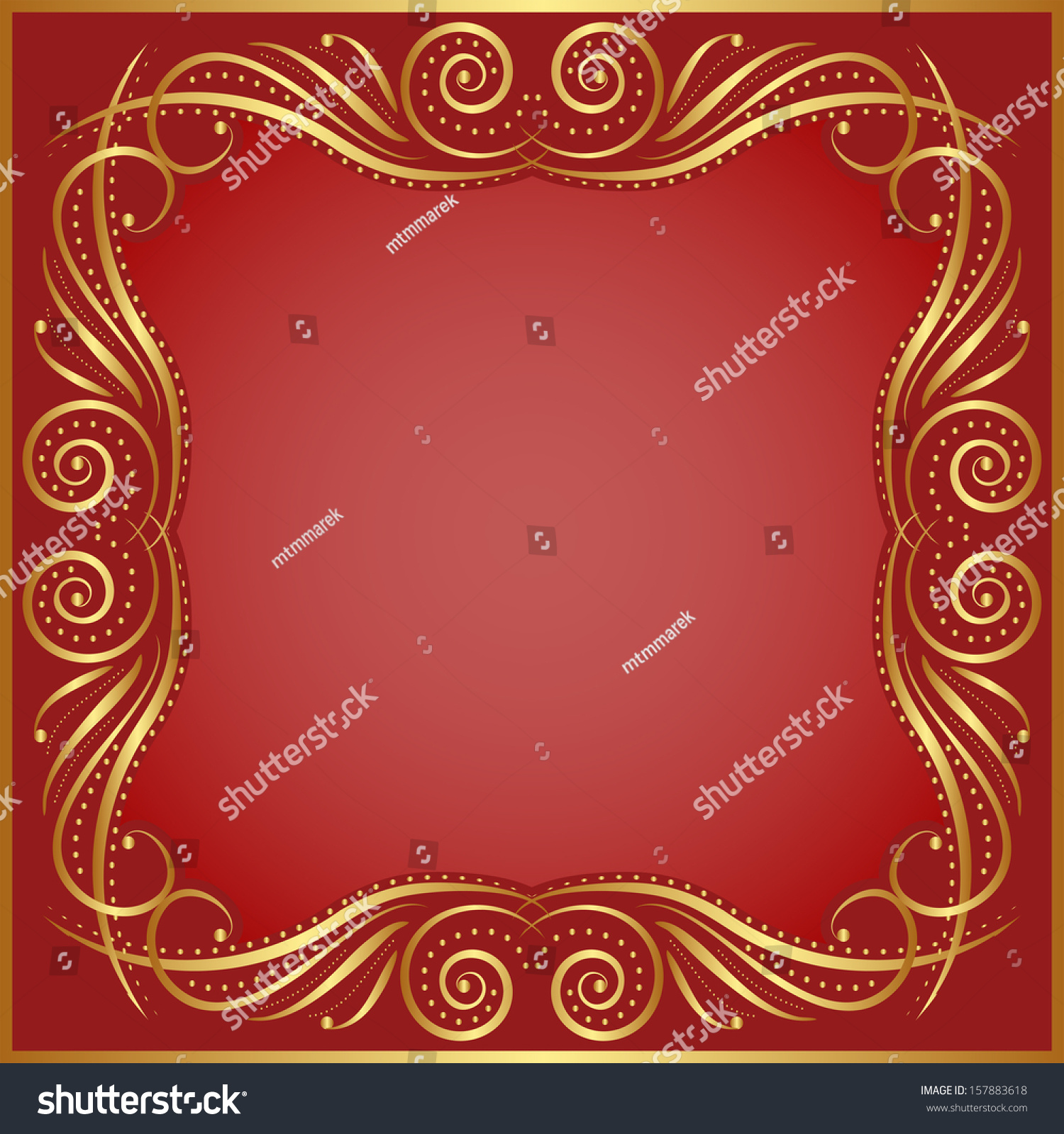 Red Background Golden Border Stock Vector (Royalty Free) 157883618