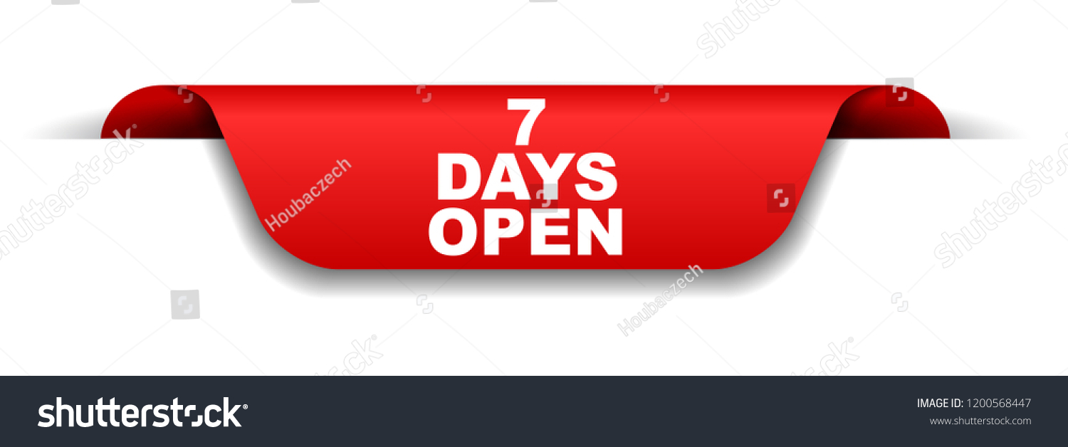 Red Banner Seven Days Open Stock Vector (Royalty Free) 1200568447 ...