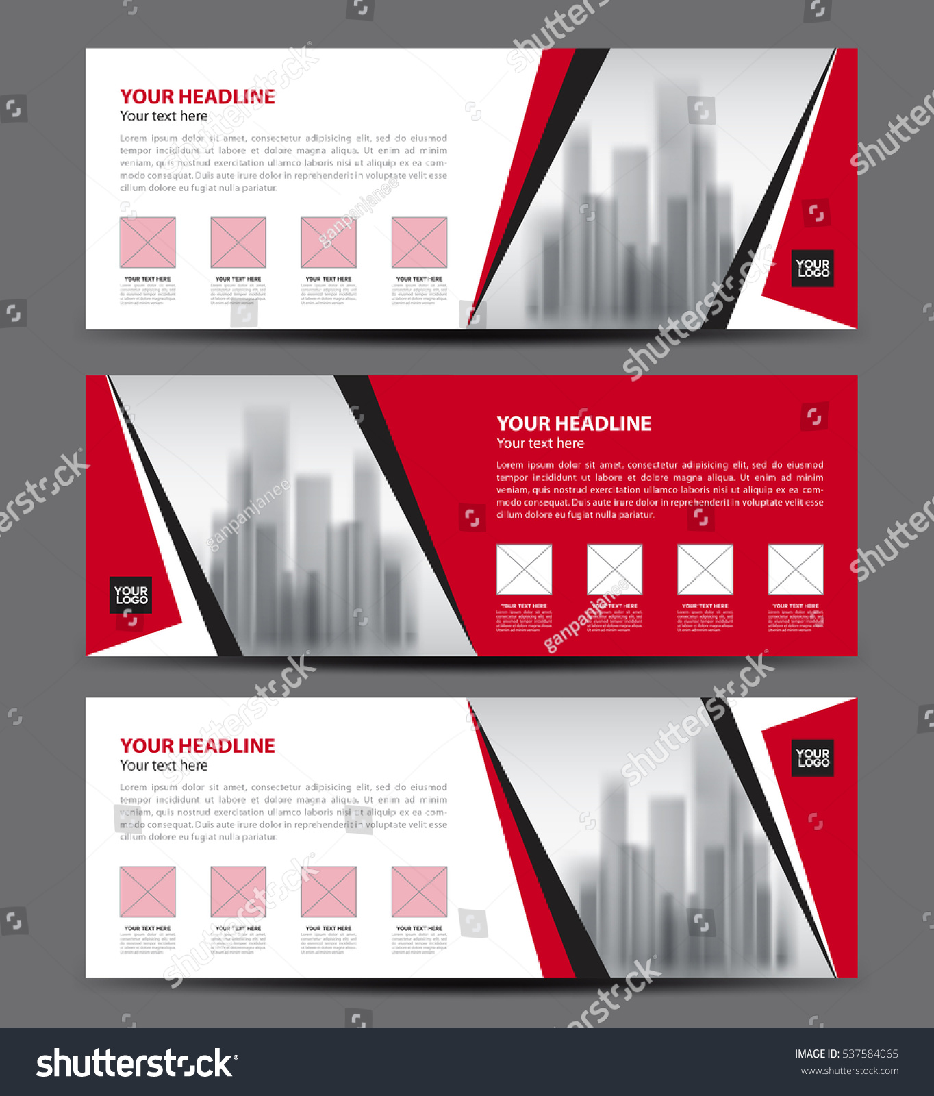 Red Banner Template Vector Horizontal Header Vectores En Stock 537584065 Shutterstock Horizontal Flyer Template