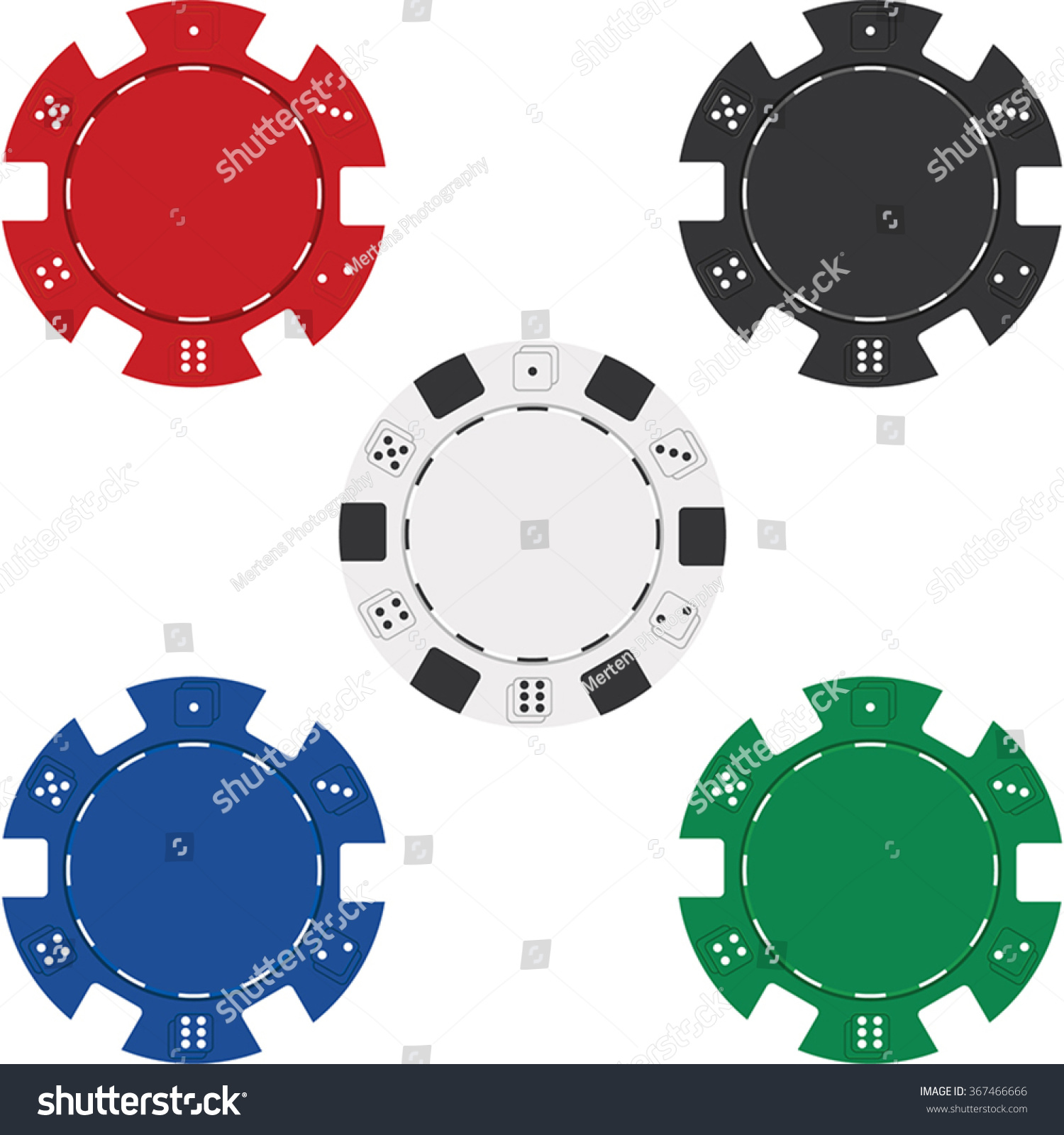 Red Black White Blue Green Poker Stock Vector 367466666 - Shutterstock