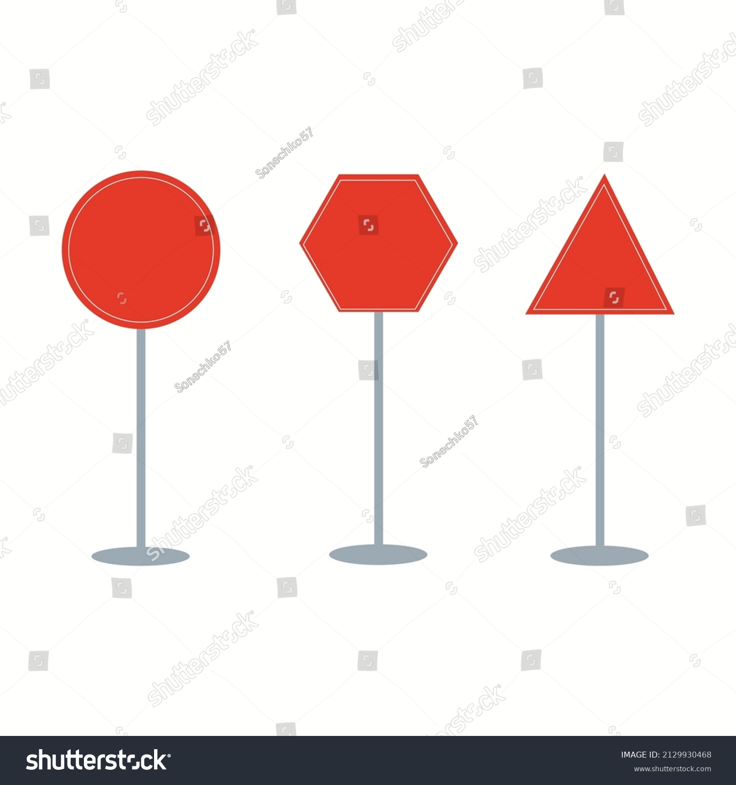 Red Blank Road Signs Banner Design Stock Vector Royalty Free