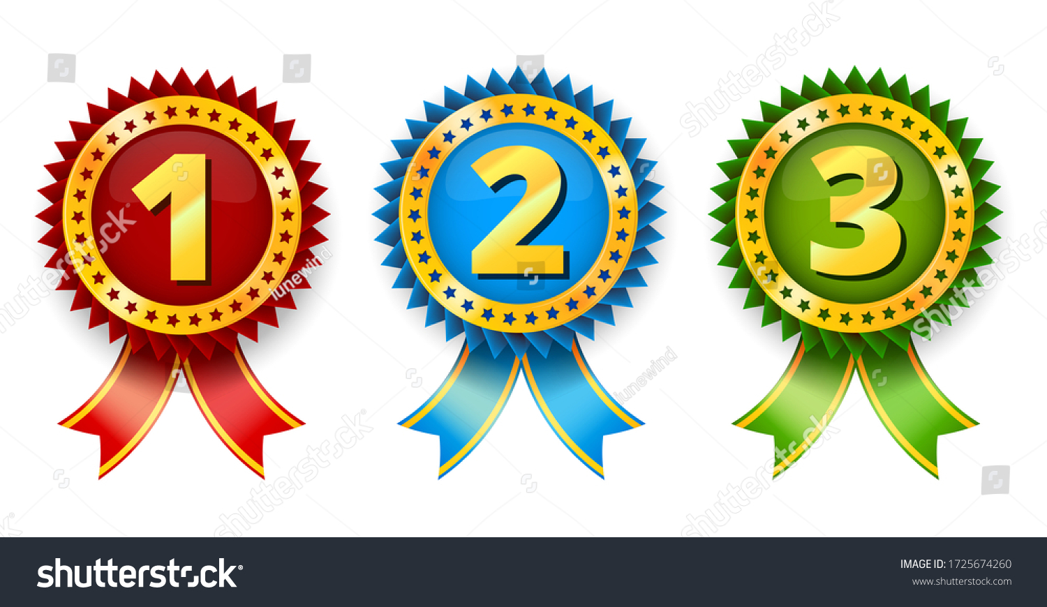 Red Blue Green Gold Medal Awards Stock Vector (Royalty Free) 1725674260